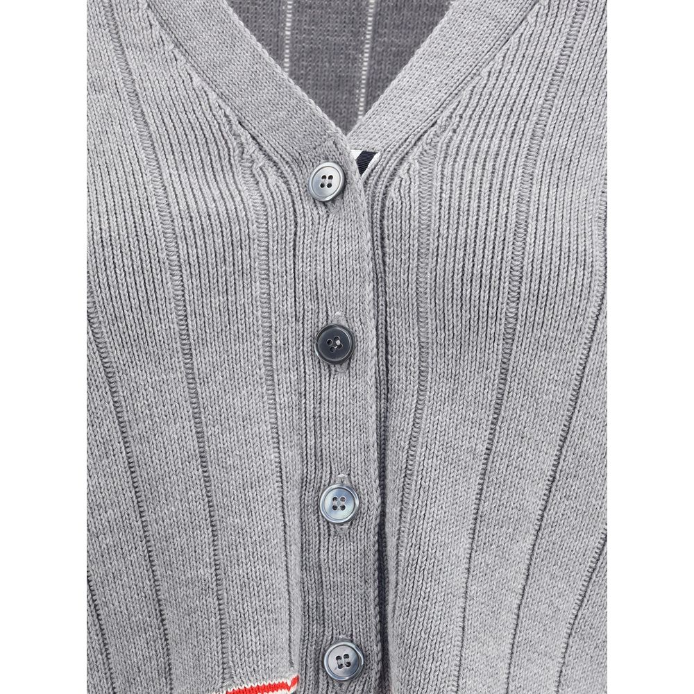 Thom Browne Ladder Full Needle Rib Stitch V Neck Car LUNESCAPE