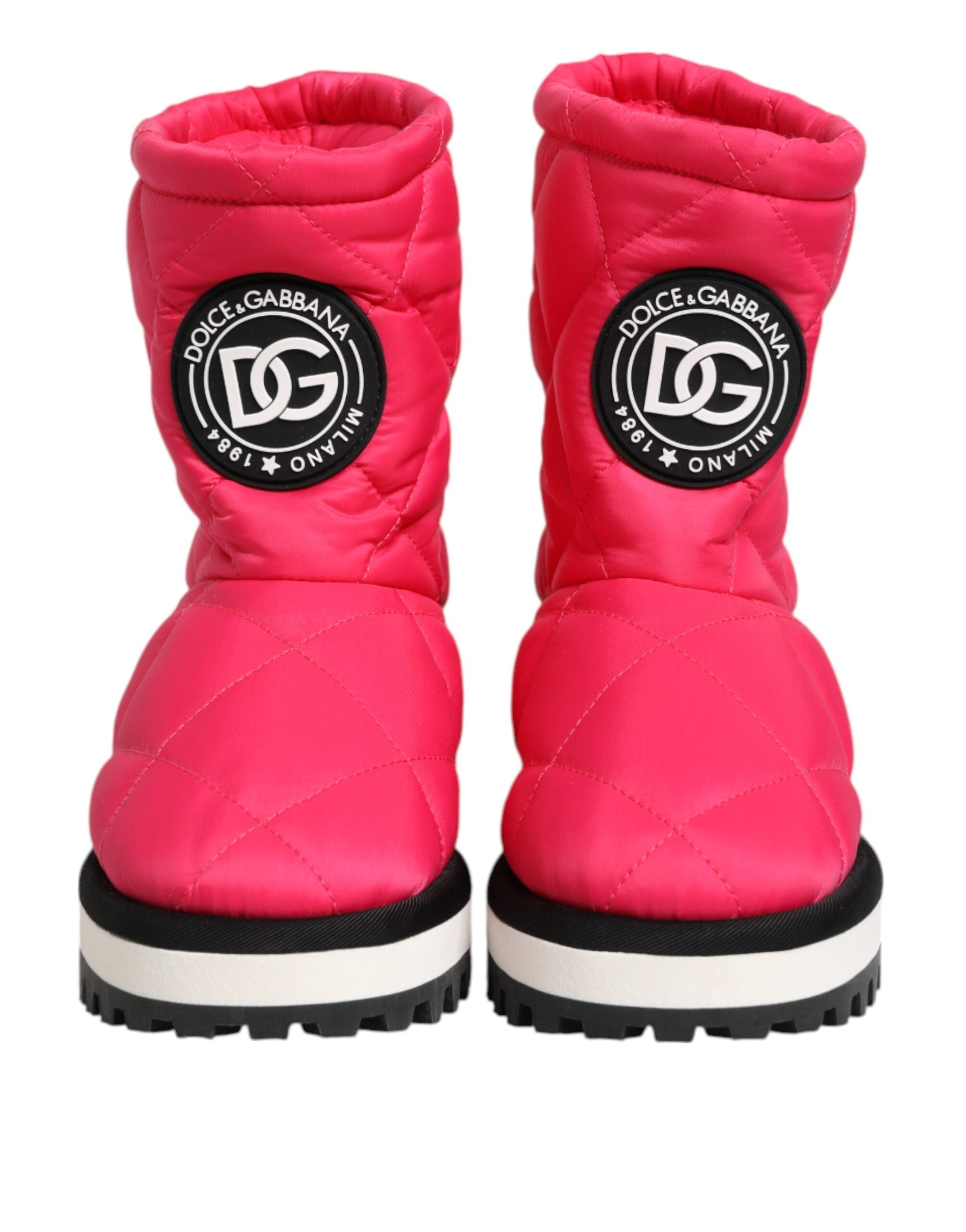 Dolce & Gabbana Pink White Viscose Padded Mid Calf Boots Shoes LUNESCAPE