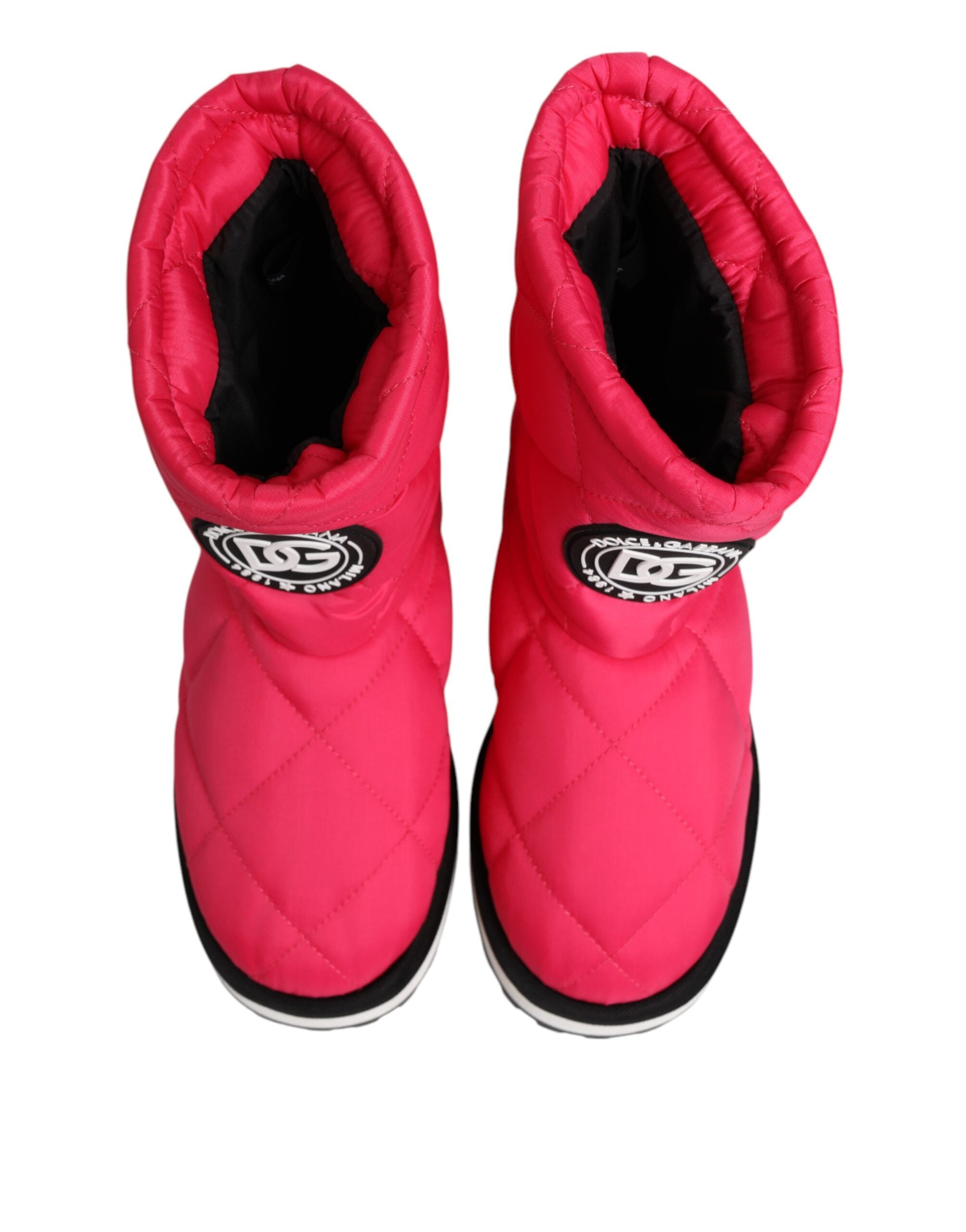 Dolce & Gabbana Pink White Viscose Padded Mid Calf Boots Shoes LUNESCAPE