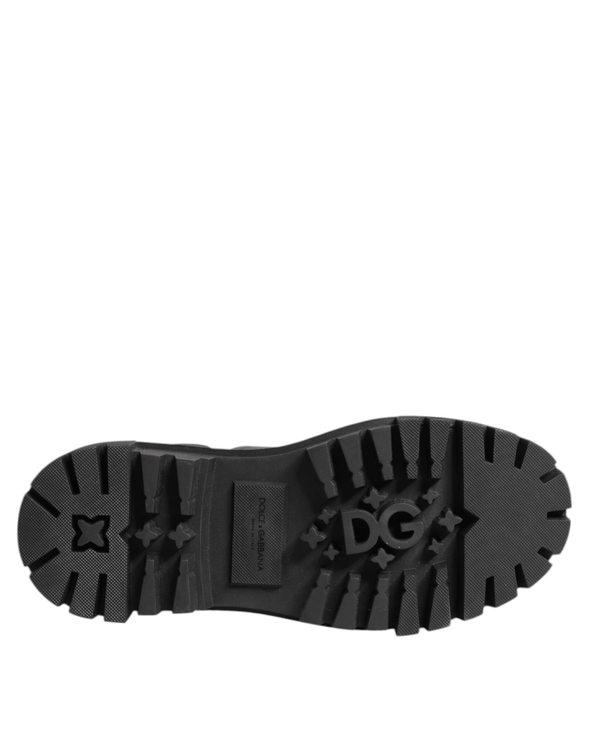 Dolce & Gabbana Black Crystal Embellished Combat Boots Shoes LUNESCAPE