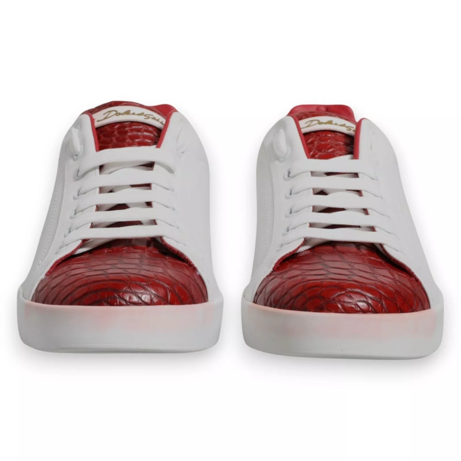 Dolce & Gabbana White Red Leather Logo Portofino Sneaker LUNESCAPE