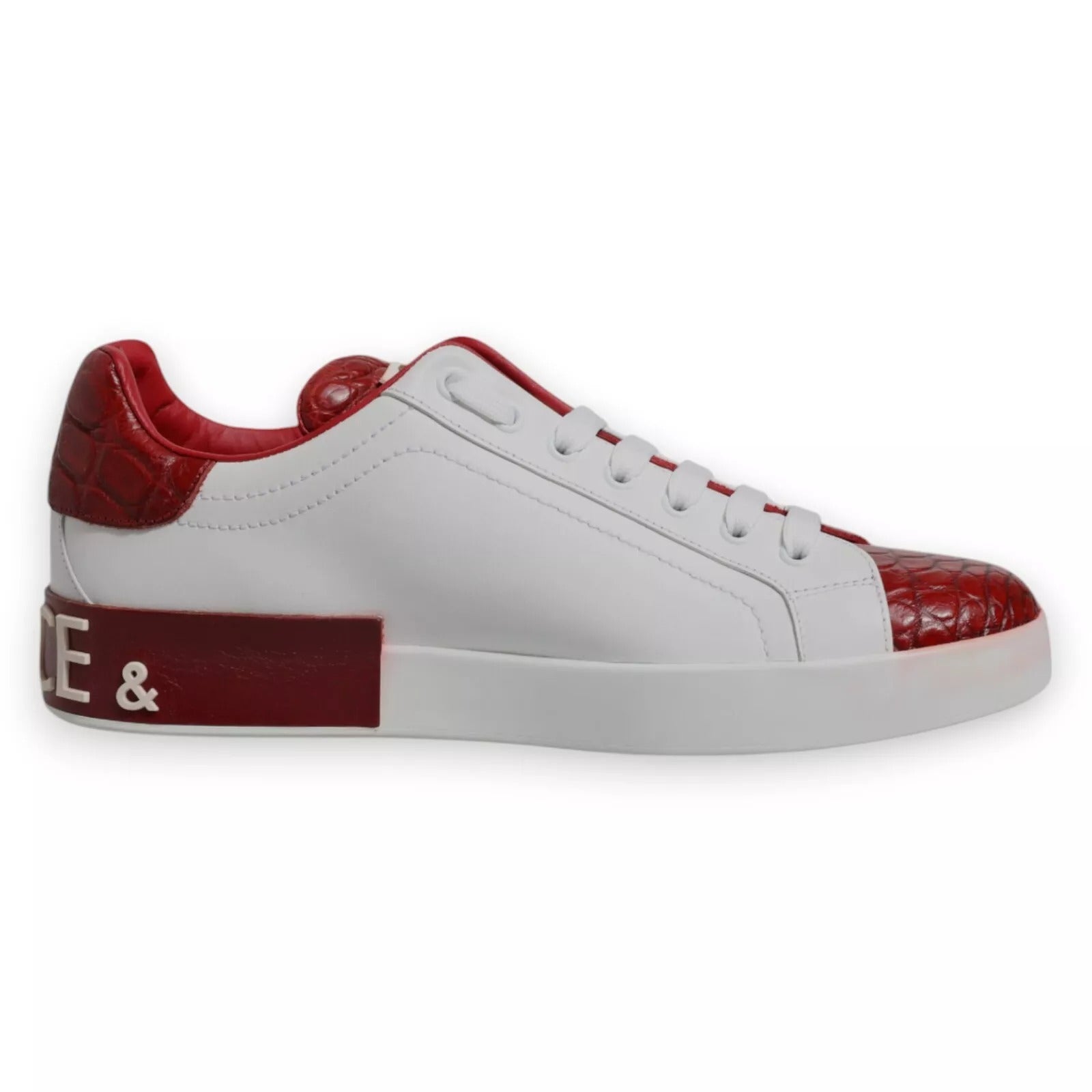 Dolce & Gabbana White Red Leather Logo Portofino Sneaker LUNESCAPE