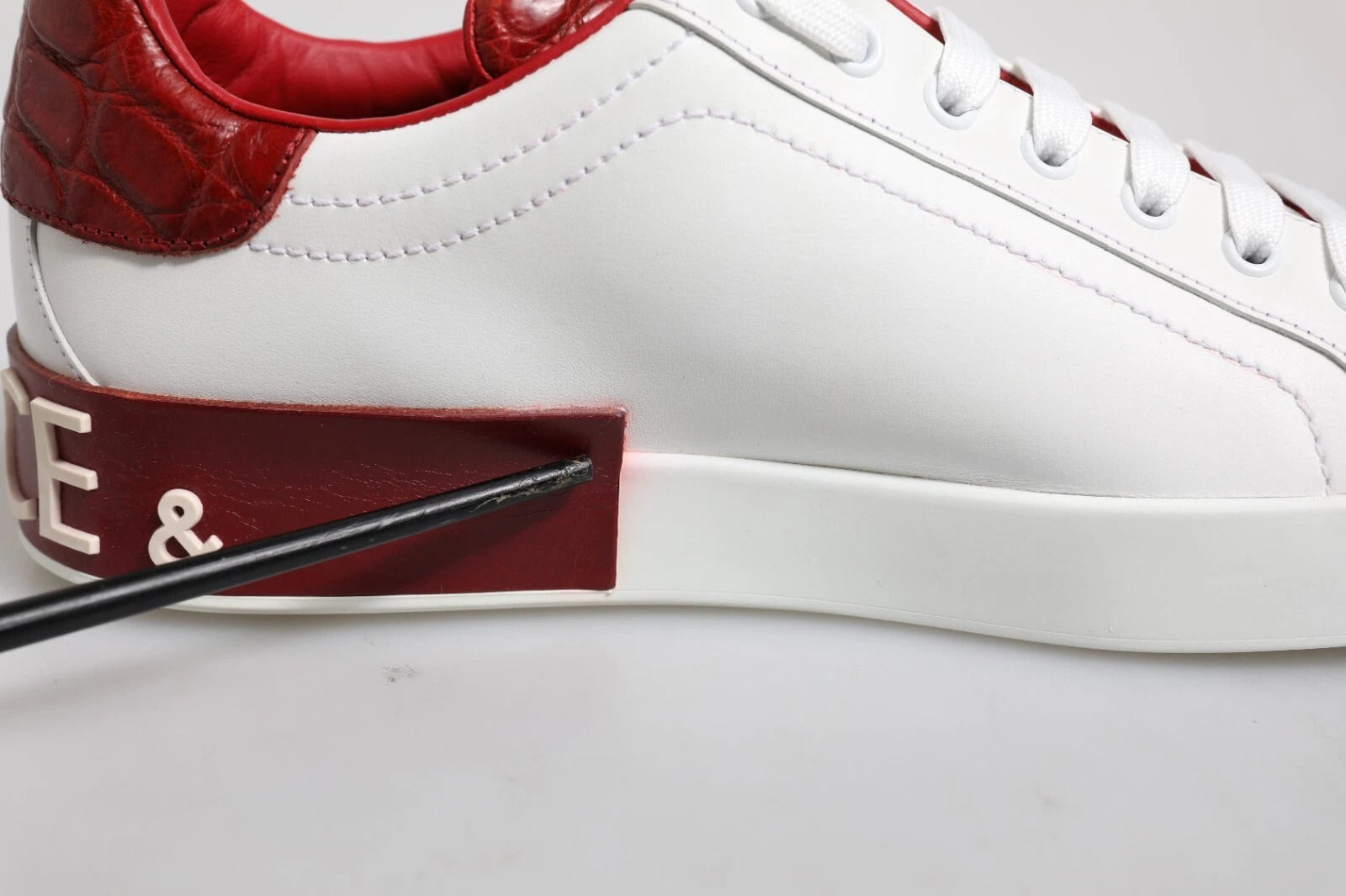 Dolce & Gabbana White Red Leather Logo Portofino Sneaker LUNESCAPE