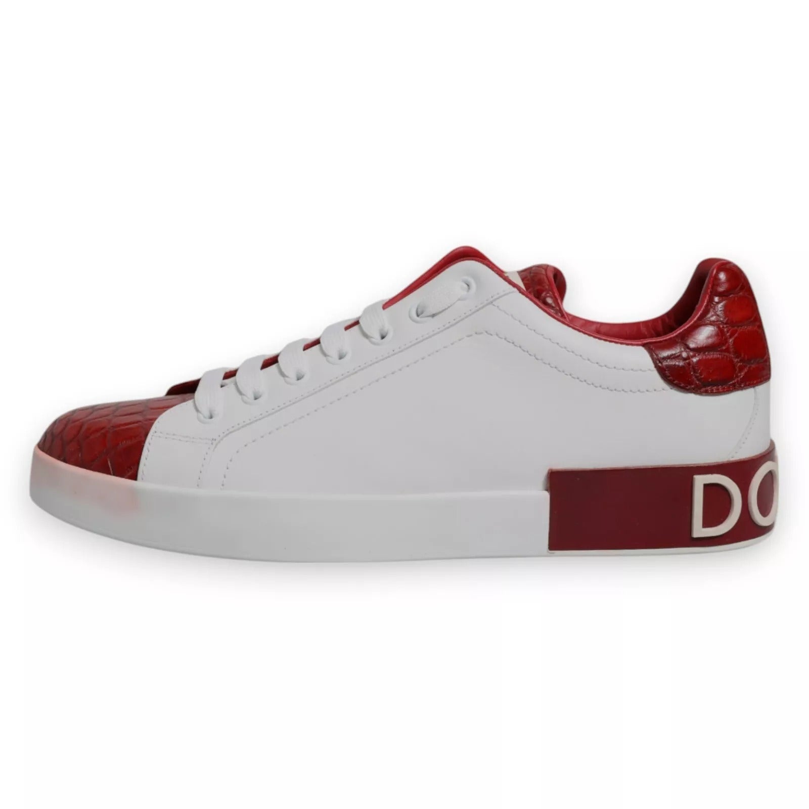 Dolce & Gabbana White Red Leather Logo Portofino Sneaker LUNESCAPE