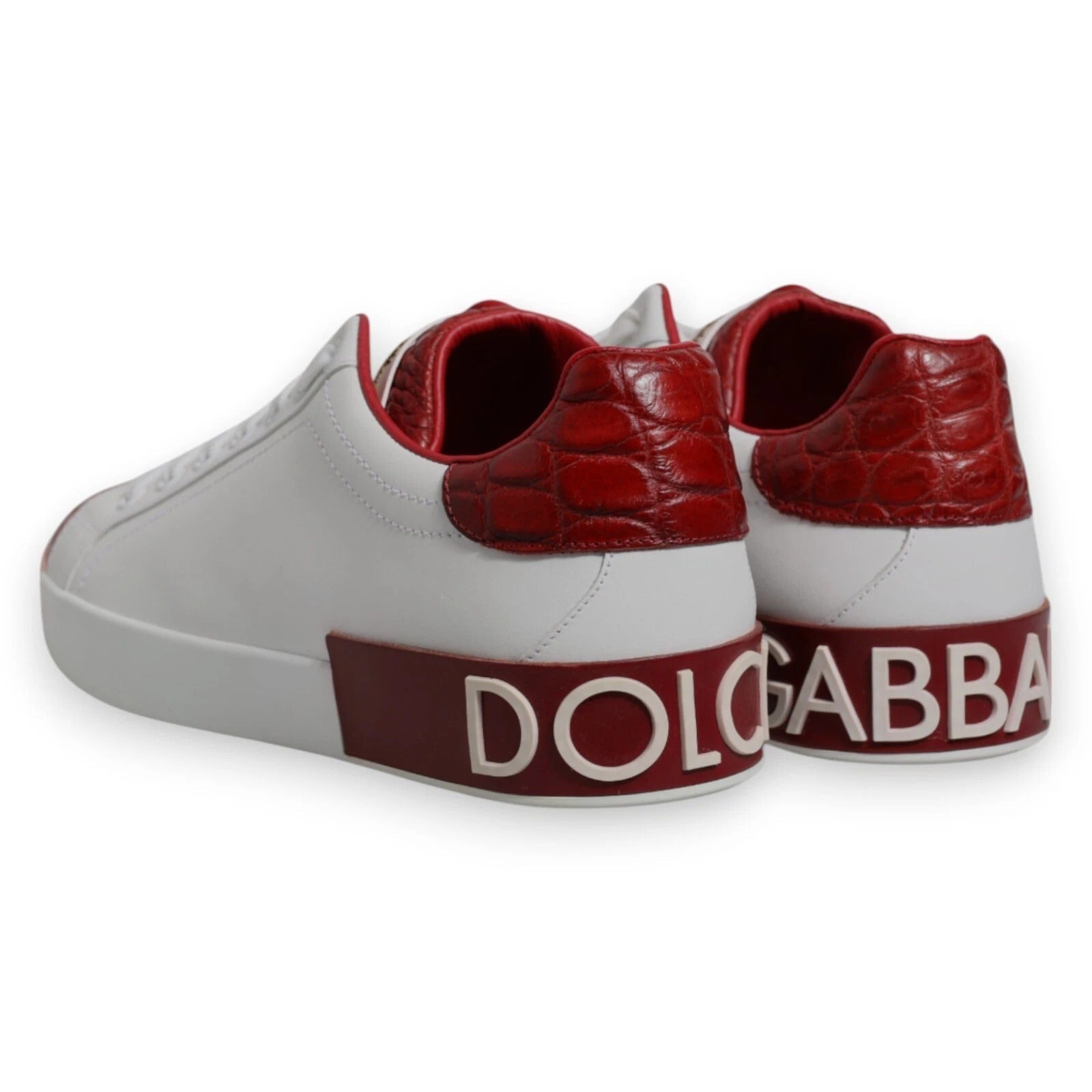 Dolce & Gabbana White Red Leather Logo Portofino Sneaker LUNESCAPE