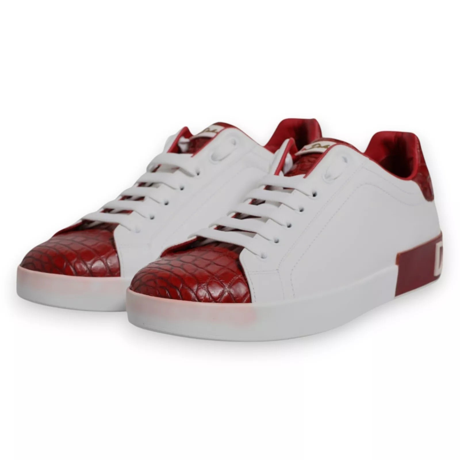Dolce & Gabbana White Red Leather Logo Portofino Sneaker LUNESCAPE