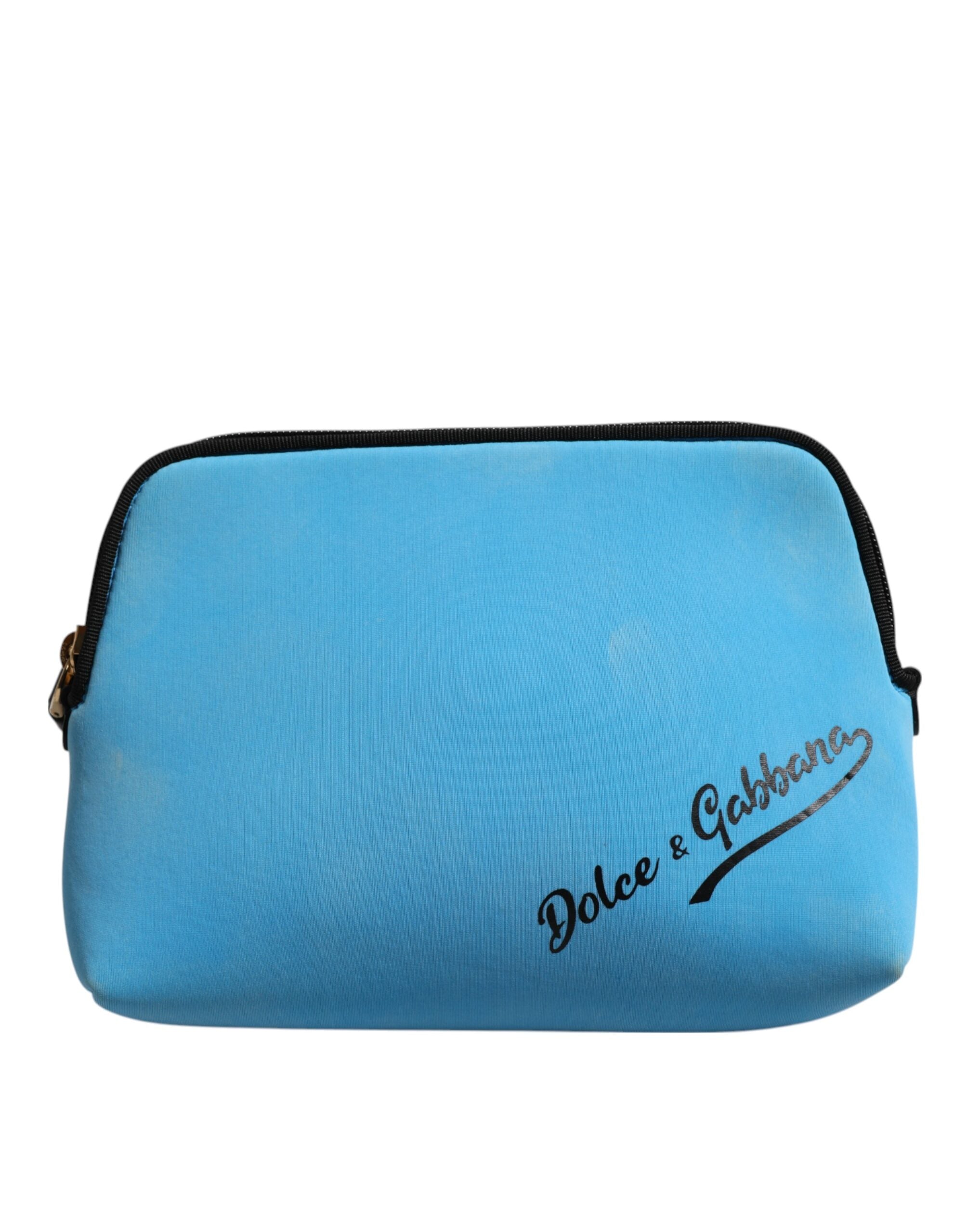 Dolce & Gabbana Blue Nylon DG Logo Print Clutch Zip Pouch Bag LUNESCAPE