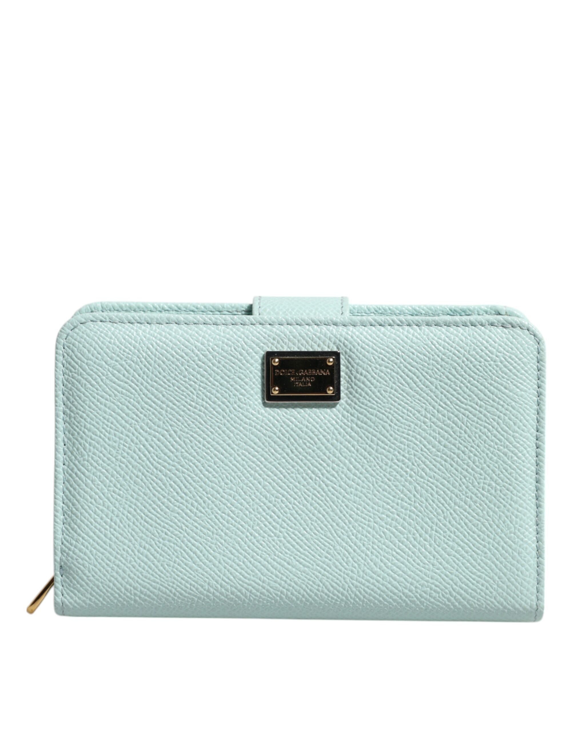 Dolce & Gabbana Mint Green Leather Bifold Continental Clutch Wallet LUNESCAPE