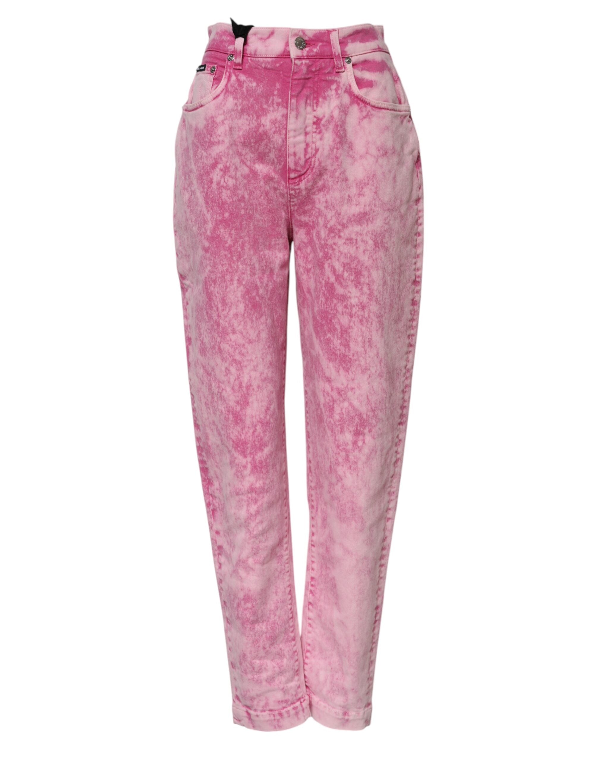 Dolce & Gabbana Pink Tie Dye High Waist Tapered Denim Jeans LUNESCAPE