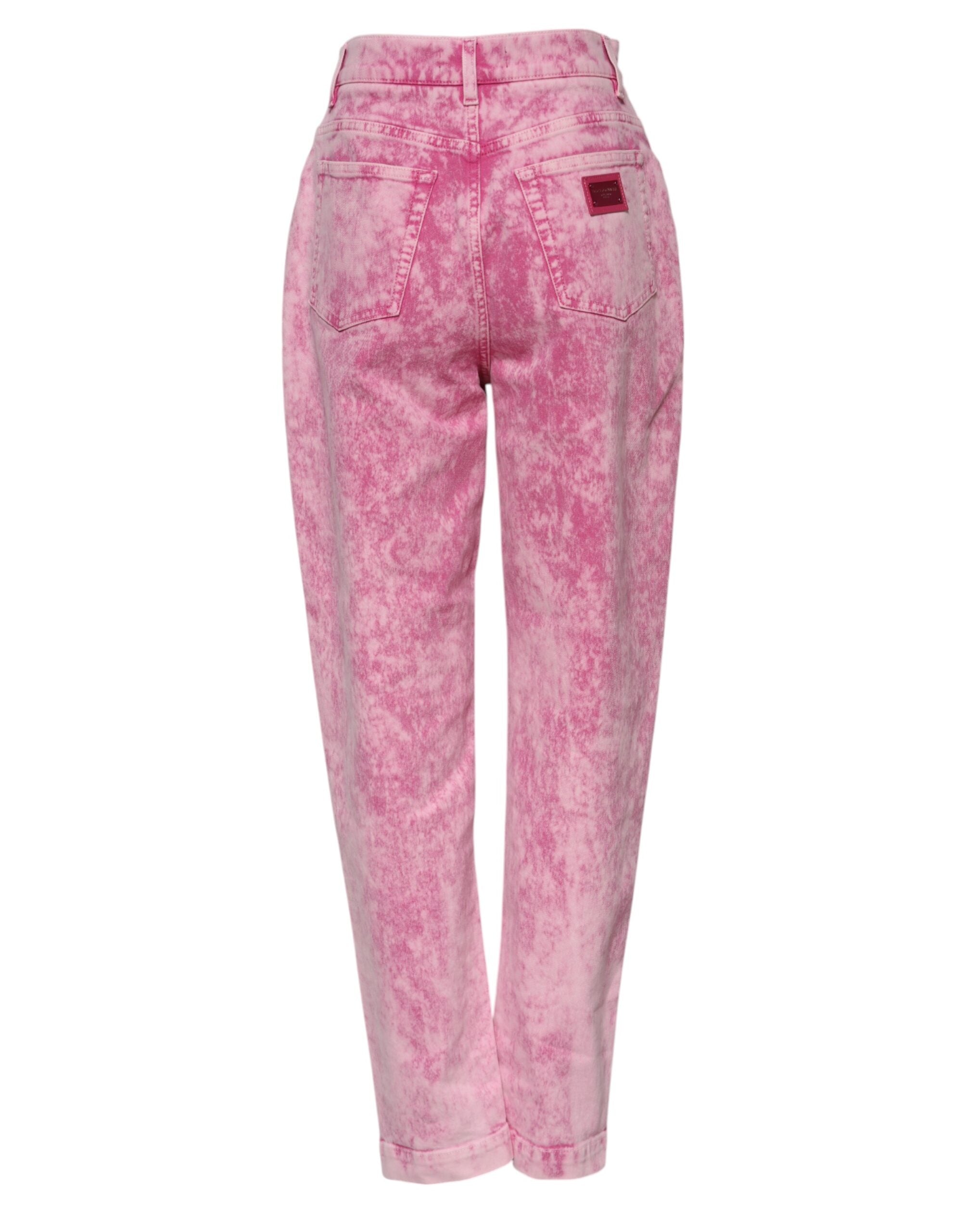 Dolce & Gabbana Pink Tie Dye High Waist Tapered Denim Jeans LUNESCAPE
