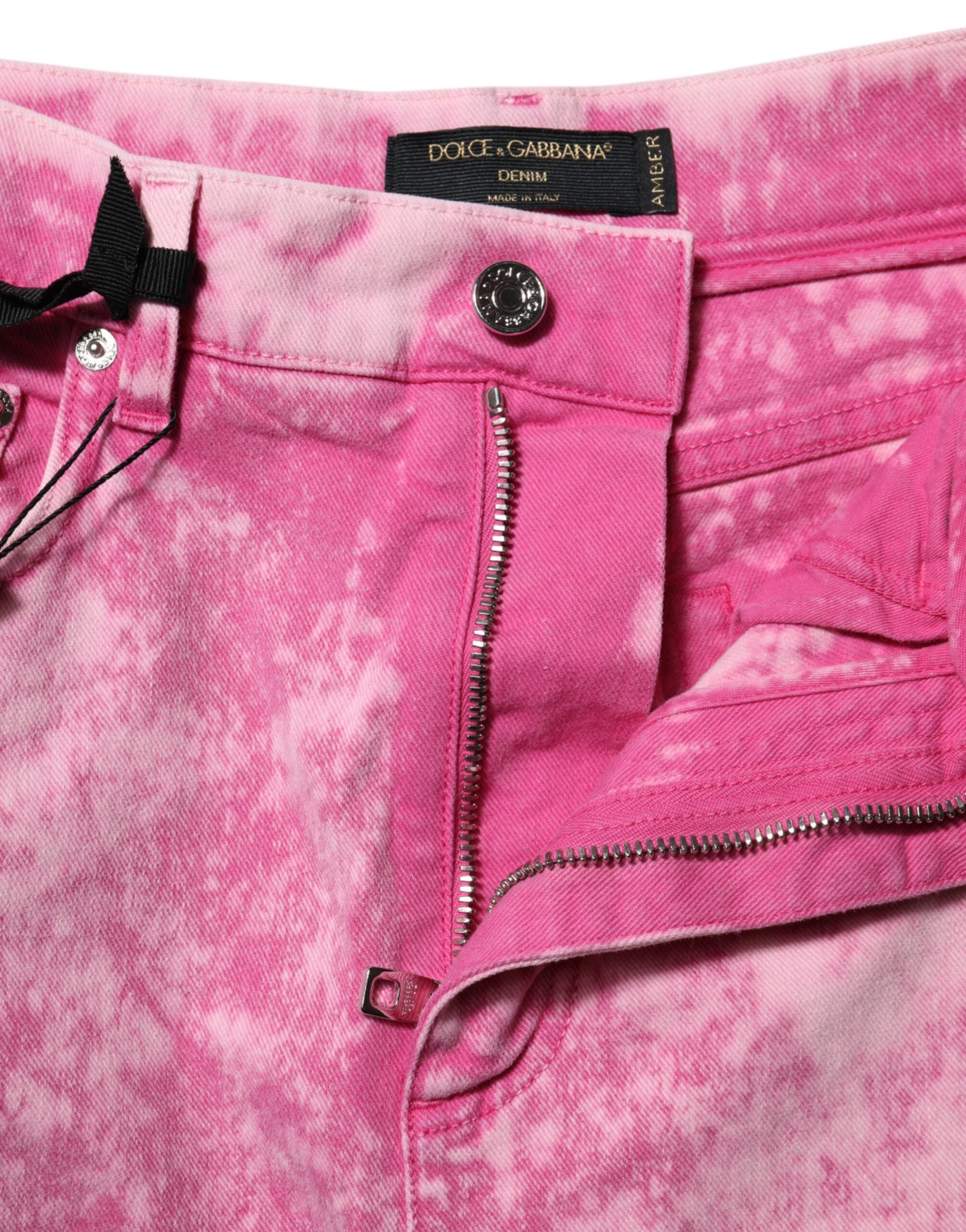 Dolce & Gabbana Pink Tie Dye High Waist Tapered Denim Jeans LUNESCAPE