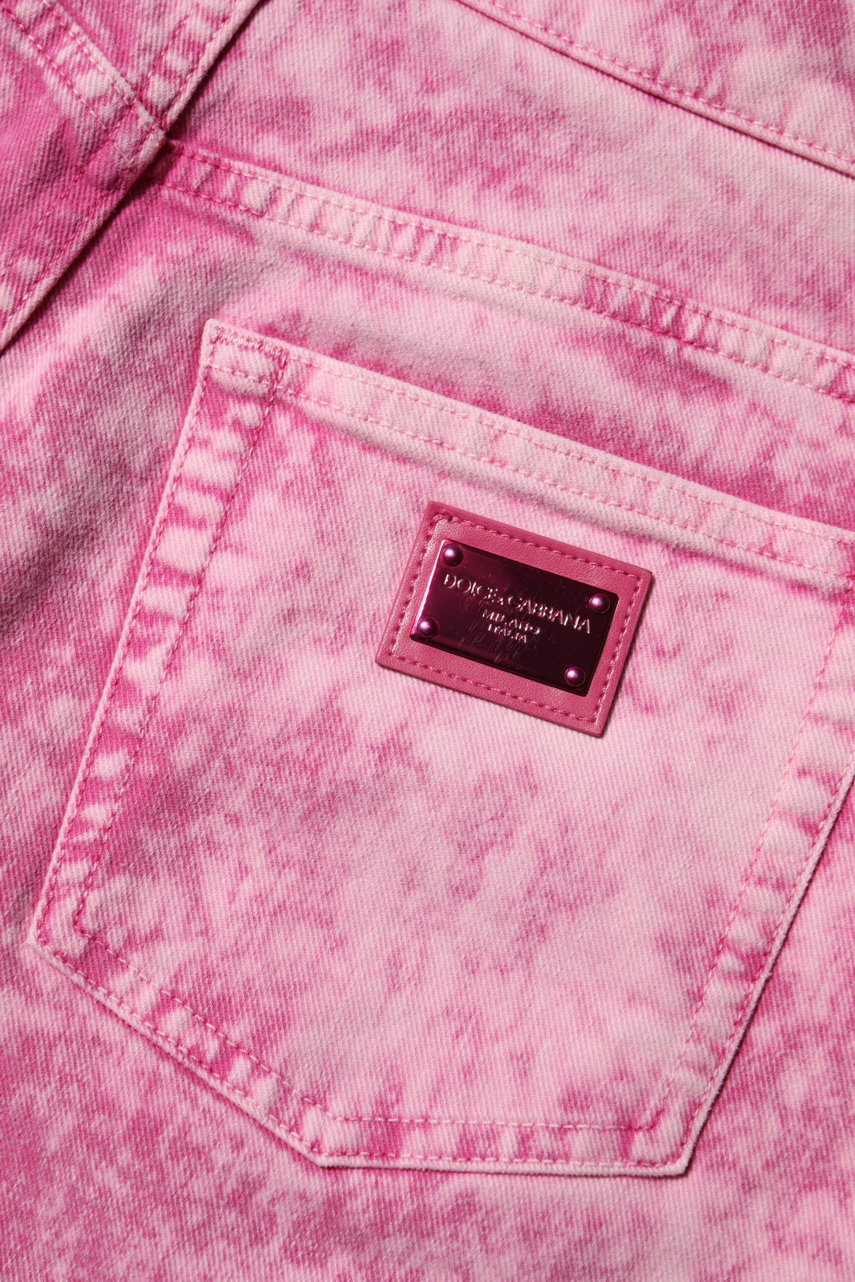 Dolce & Gabbana Pink Tie Dye High Waist Tapered Denim Jeans LUNESCAPE