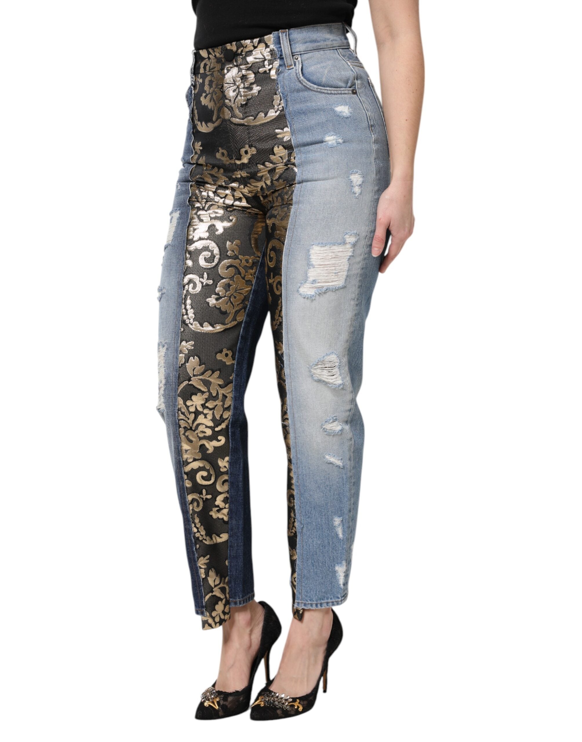 Dolce & Gabbana Multicolor Patchwork Tapered Denim Jeans LUNESCAPE