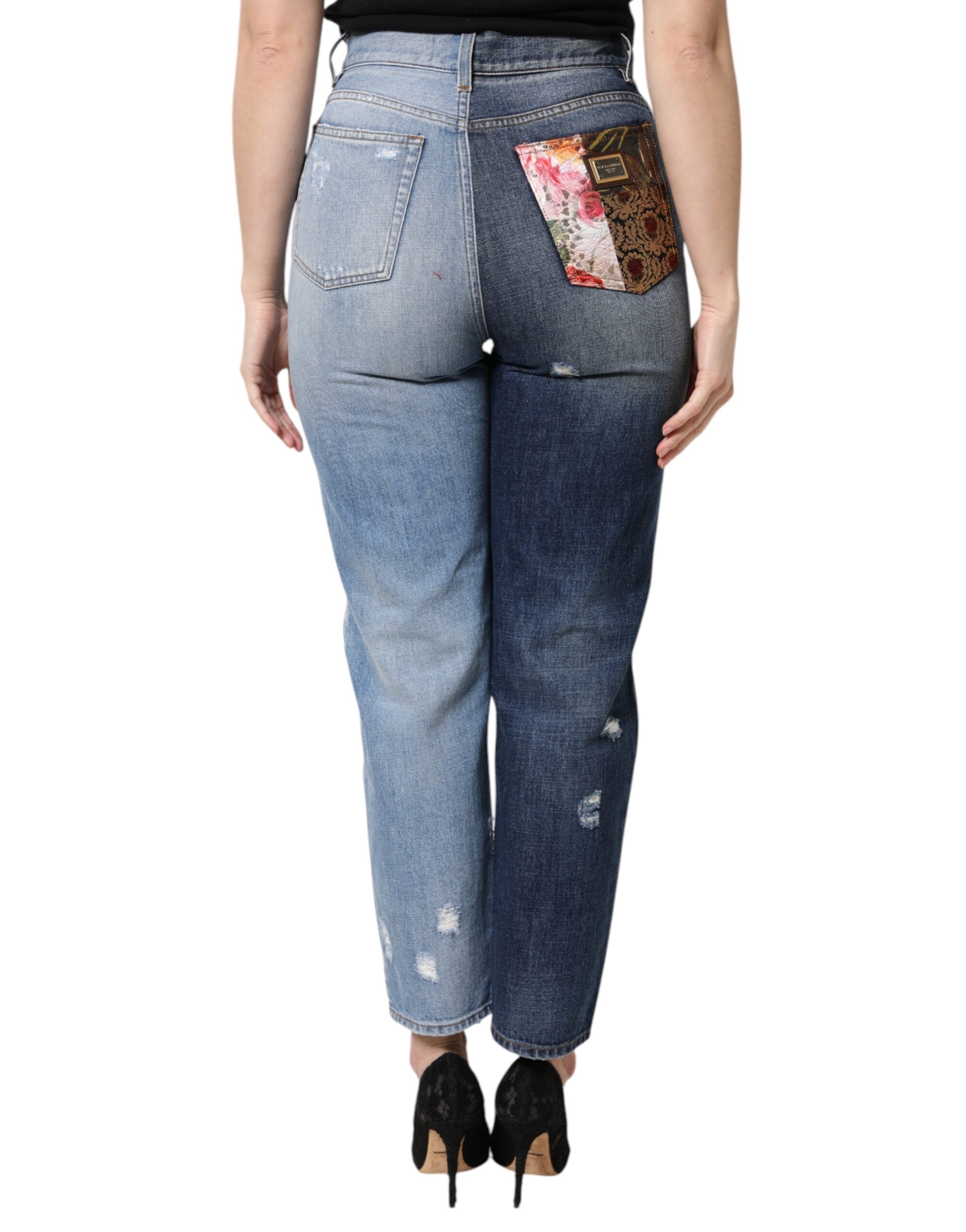 Dolce & Gabbana Multicolor Patchwork Tapered Denim Jeans LUNESCAPE