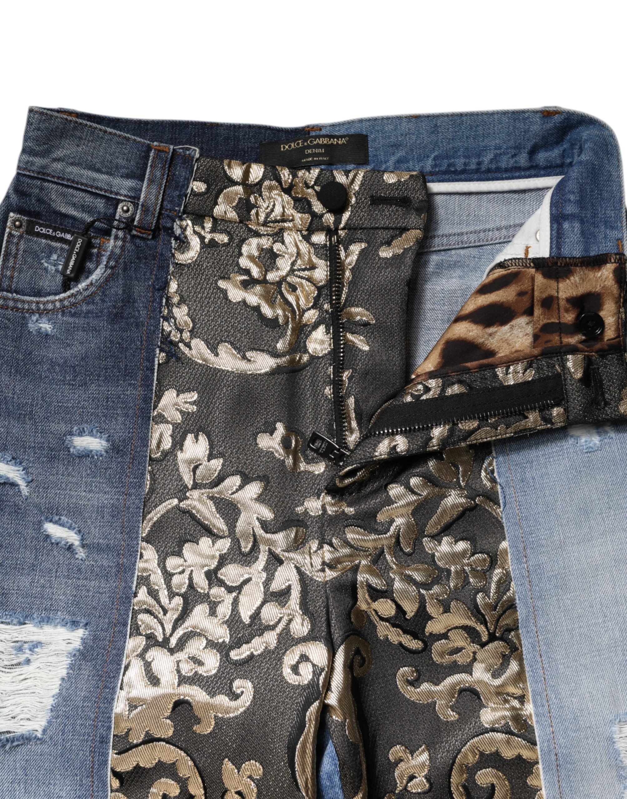 Dolce & Gabbana Multicolor Patchwork Tapered Denim Jeans LUNESCAPE