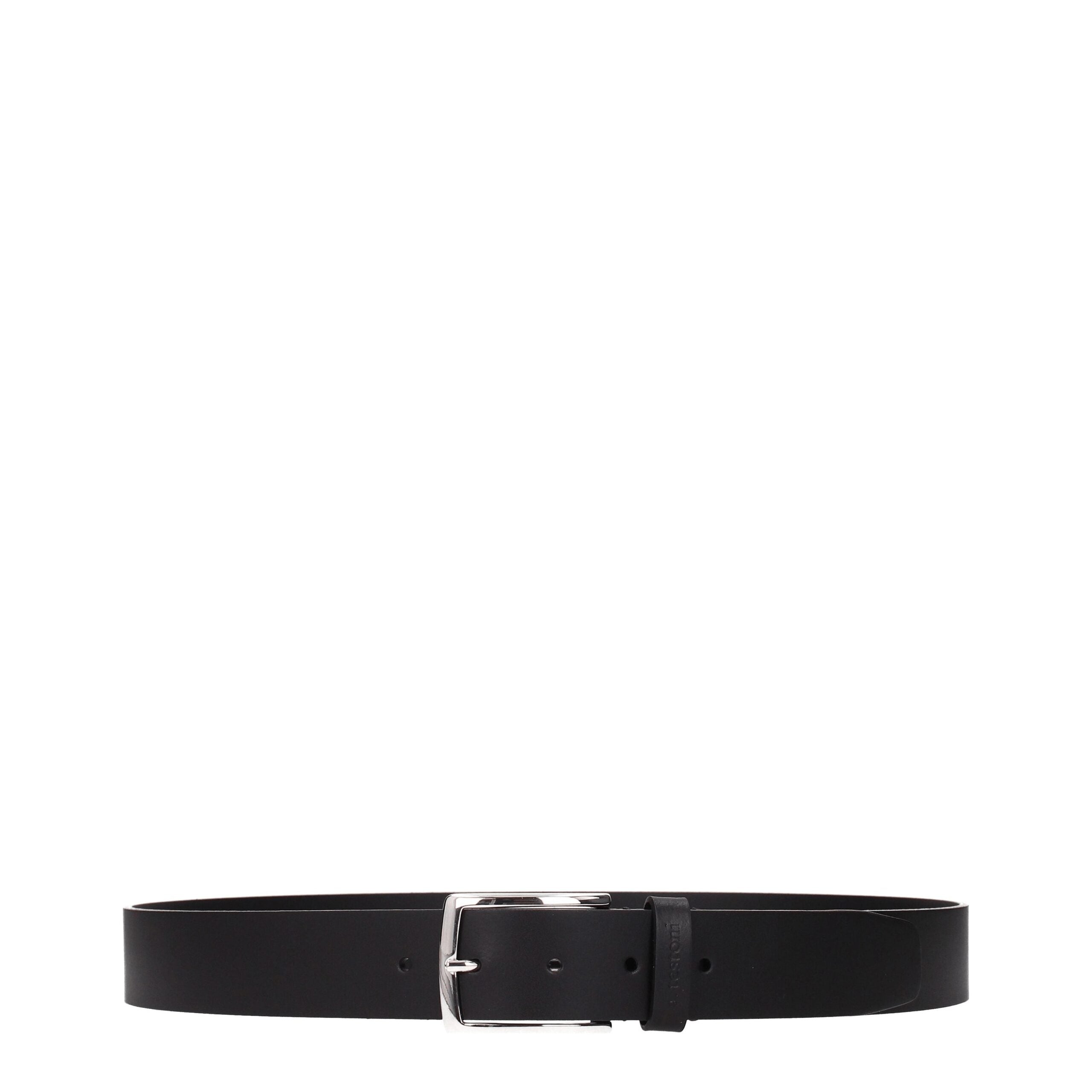 Testoni Black Leather Regular Belts LUNESCAPE