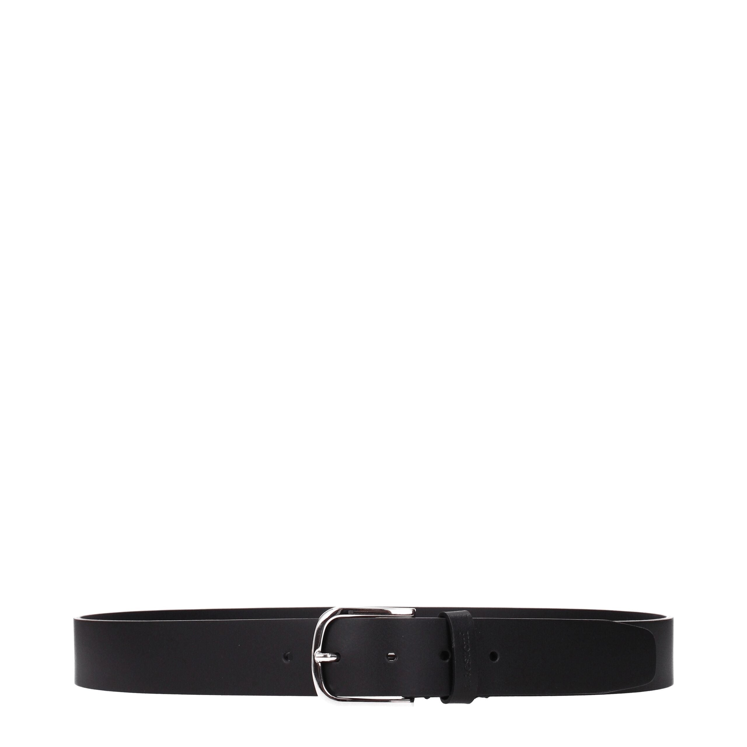 Testoni Black Leather Regular Belts LUNESCAPE