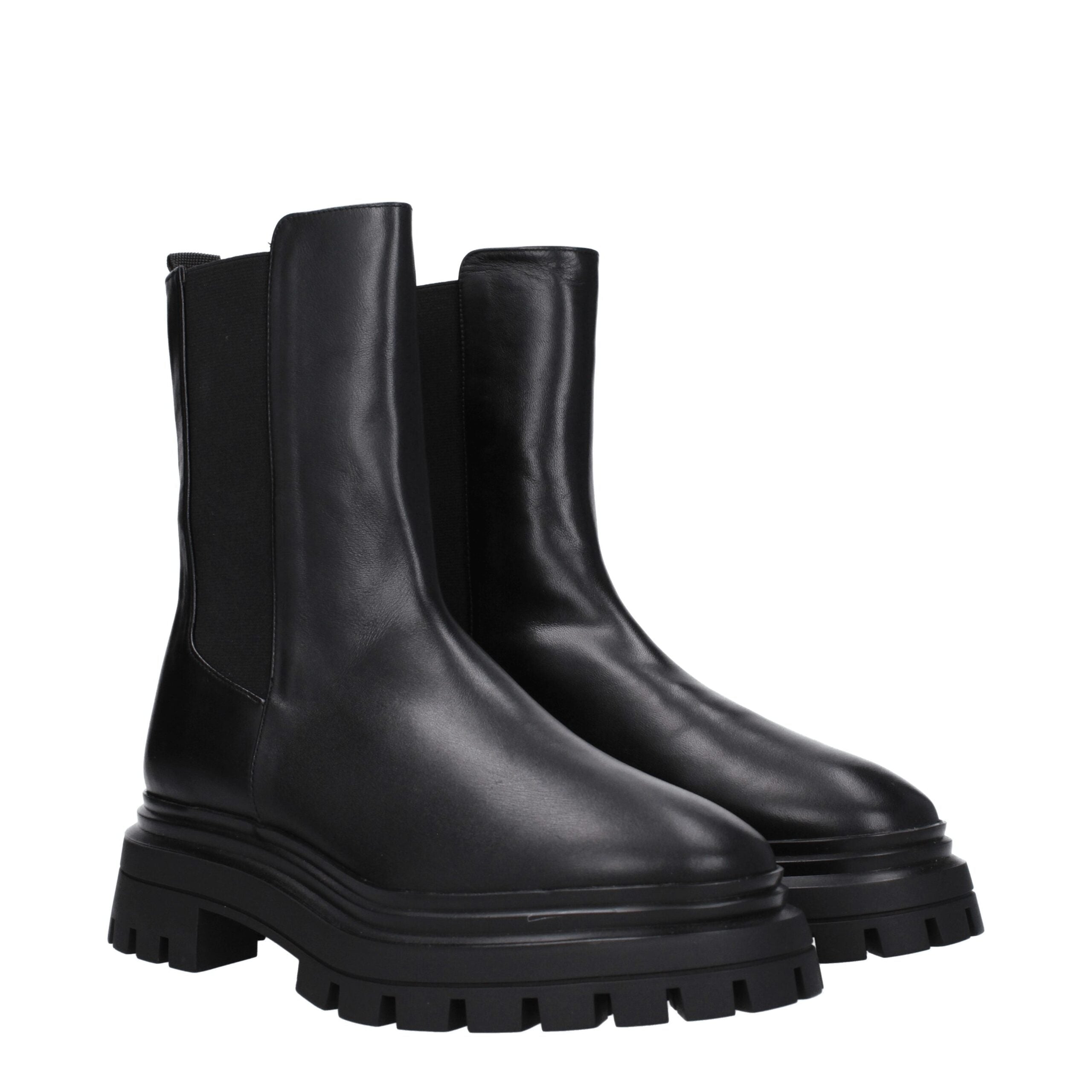 Stuart Weitzman Black Leather Ankle Boots LUNESCAPE