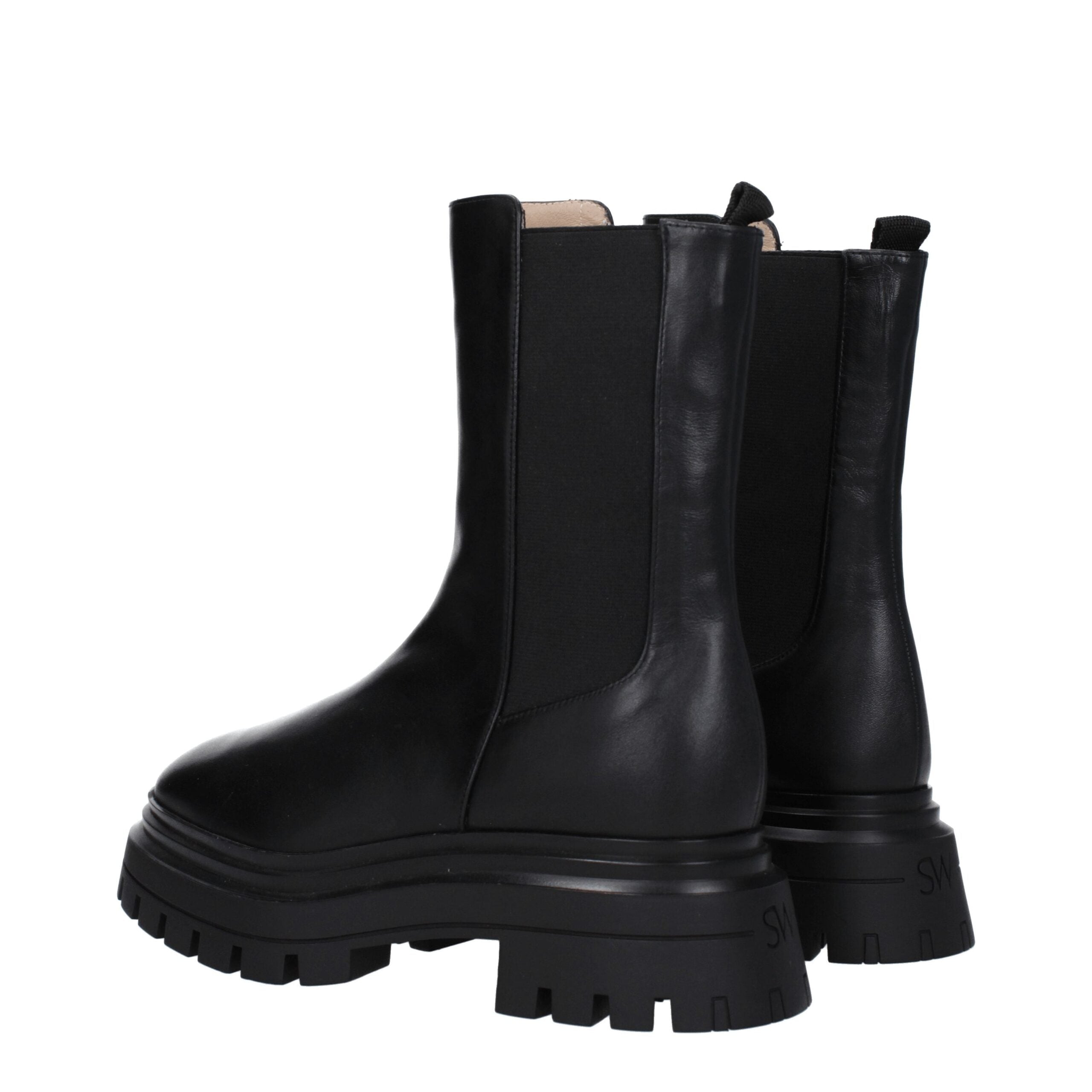 Stuart Weitzman Black Leather Ankle Boots LUNESCAPE