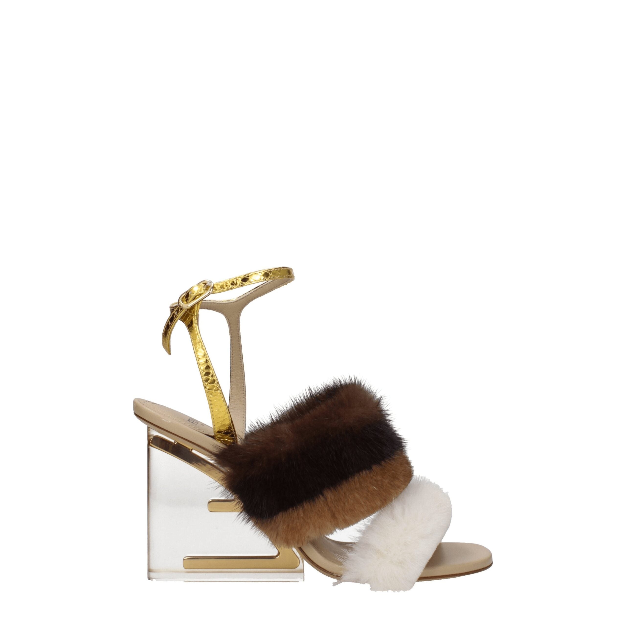Fendi Brown Mink Strap-Ons Sandals LUNESCAPE
