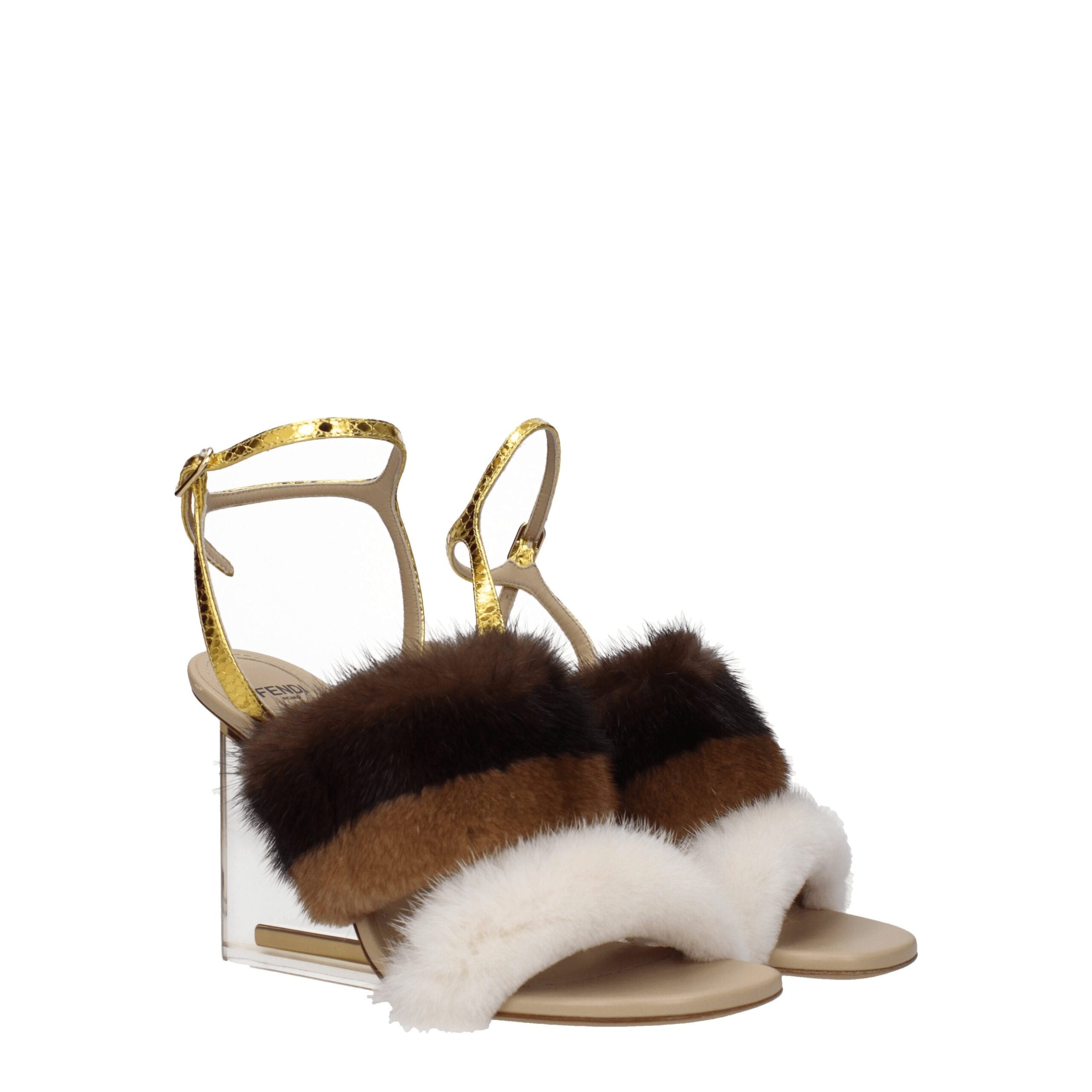 Fendi Brown Mink Strap-Ons Sandals LUNESCAPE