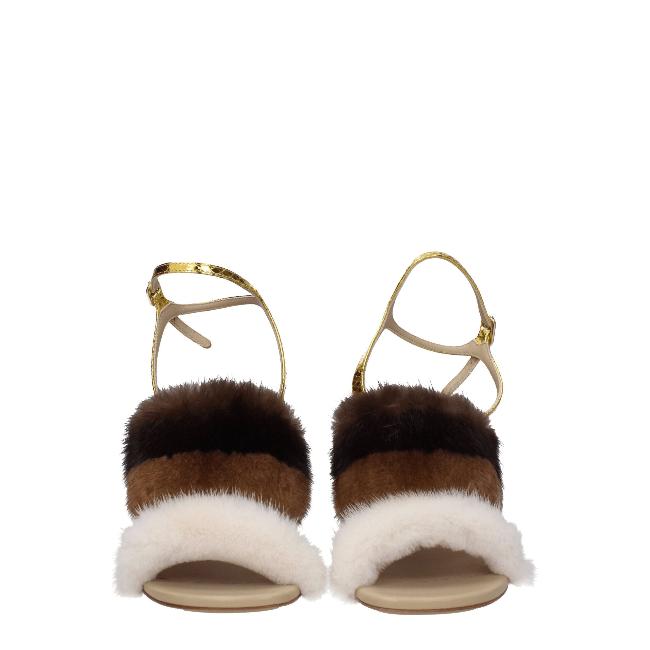 Fendi Brown Mink Strap-Ons Sandals LUNESCAPE