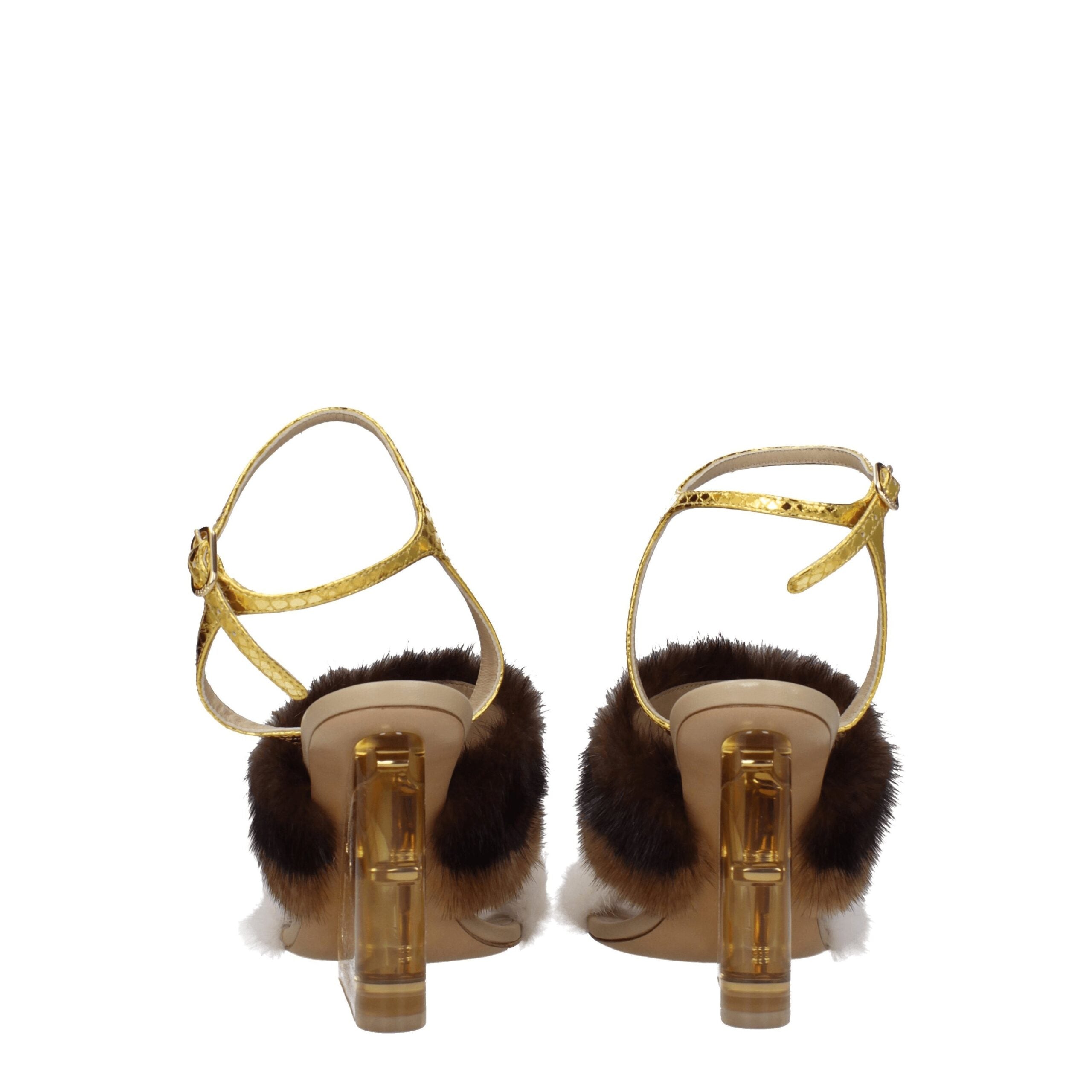 Fendi Brown Mink Strap-Ons Sandals LUNESCAPE