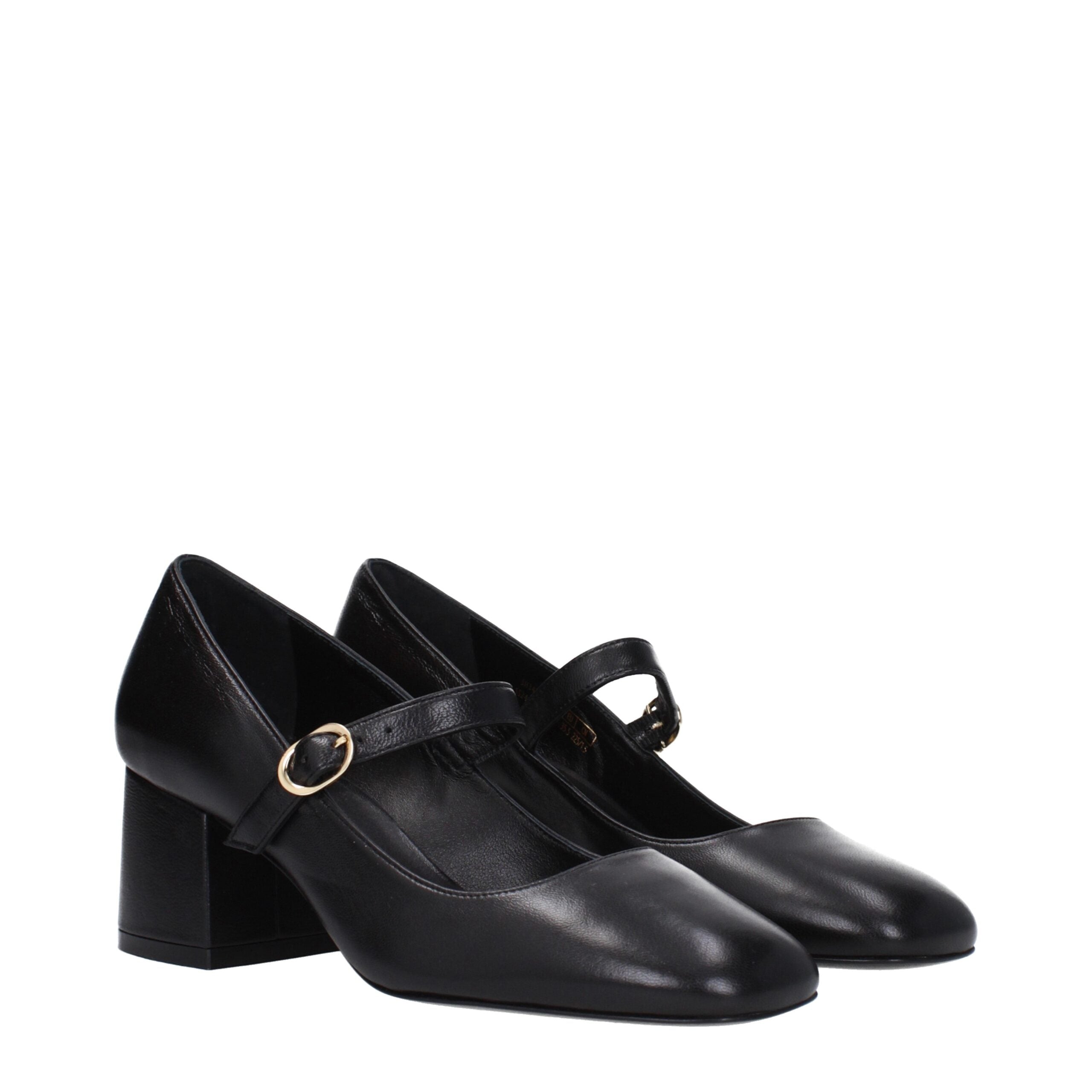 Stuart Weitzman Black Leather Mid Heel Pumps LUNESCAPE