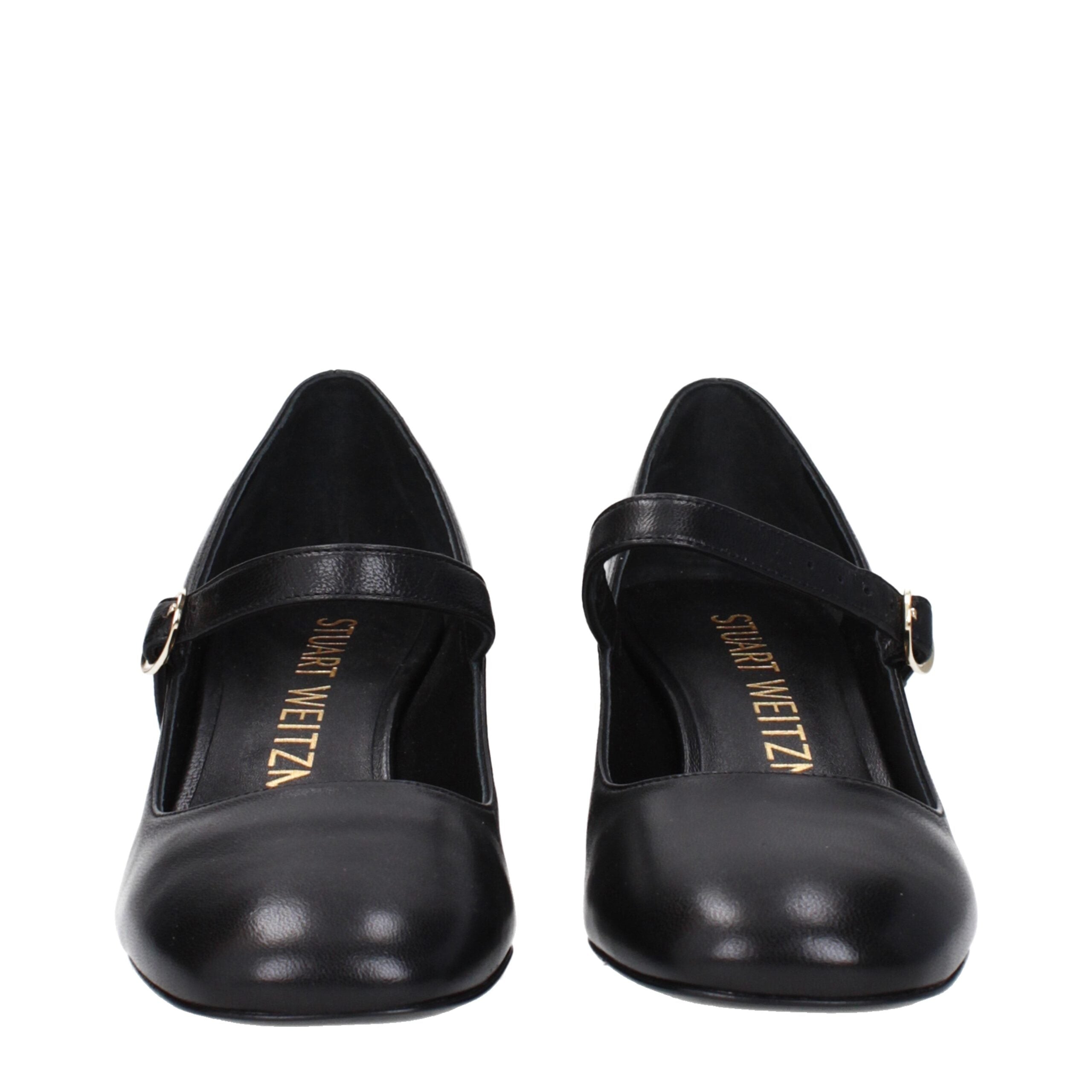 Stuart Weitzman Black Leather Mid Heel Pumps LUNESCAPE