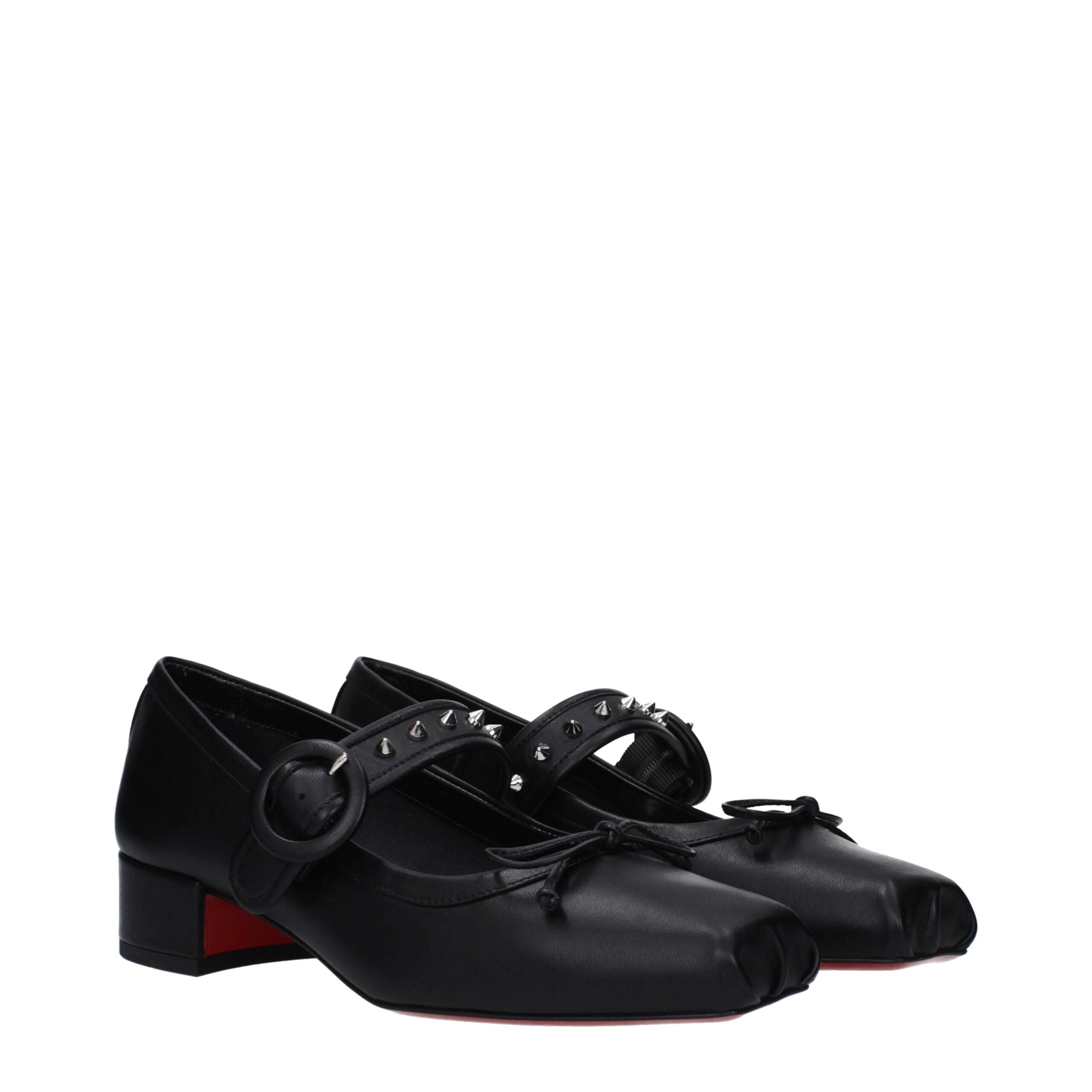 Christian Louboutin Black Leather Ballet Flats LUNESCAPE