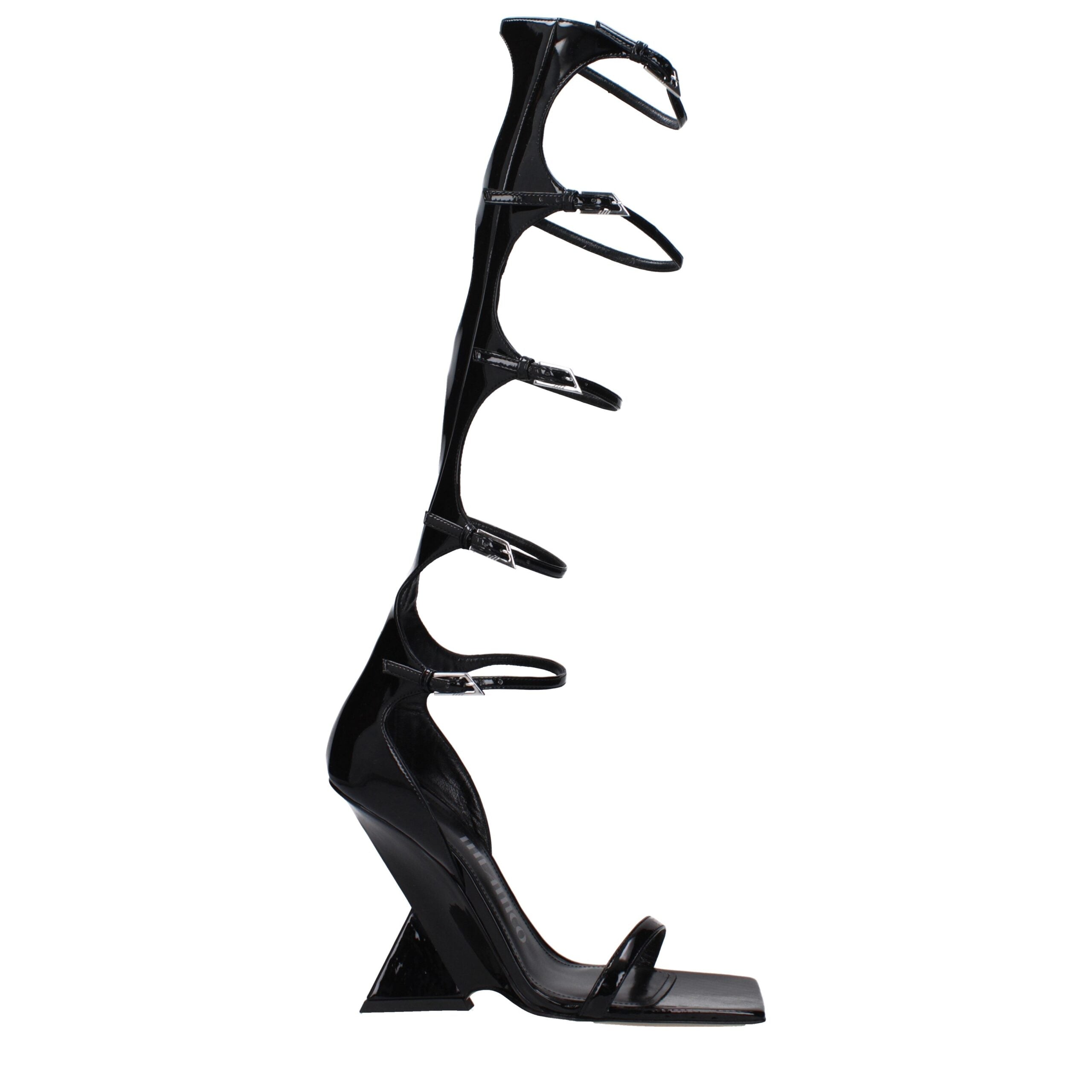 The Attico Black Leather Stiletto Heels Sandals LUNESCAPE