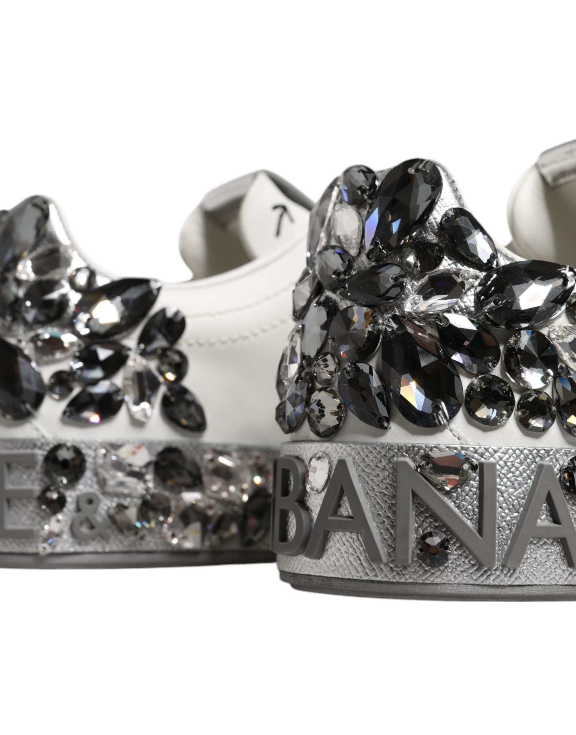 Dolce & Gabbana White Crystal Logo Portofino Sneakers Shoes LUNESCAPE