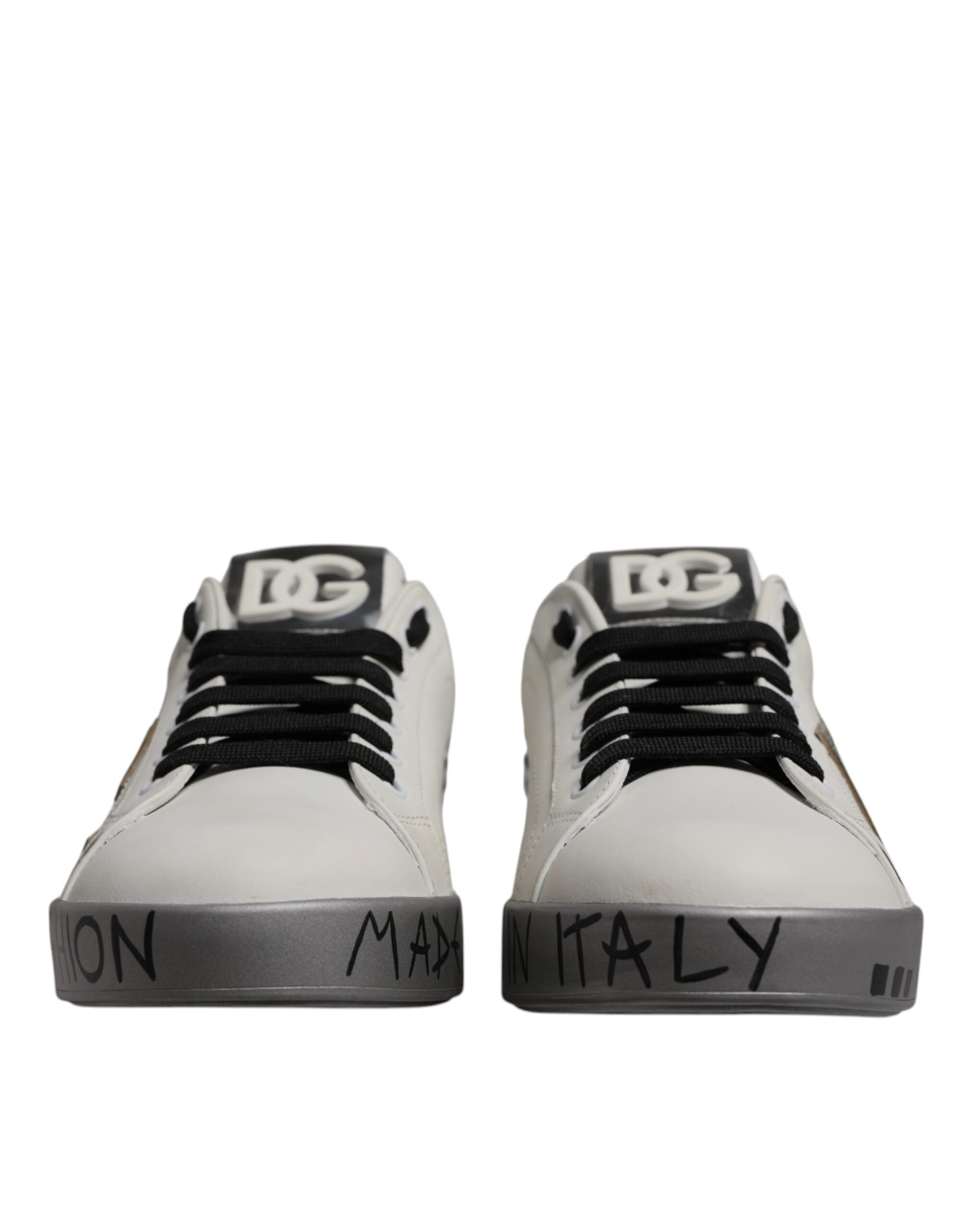 Dolce & Gabbana White Crystal Logo Portofino Sneakers Shoes LUNESCAPE
