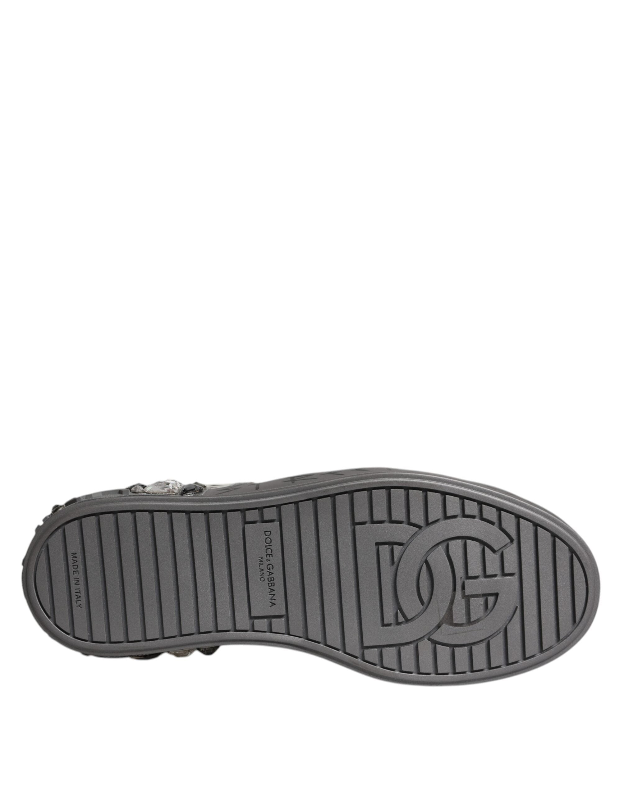 Dolce & Gabbana White Crystal Logo Portofino Sneakers Shoes LUNESCAPE