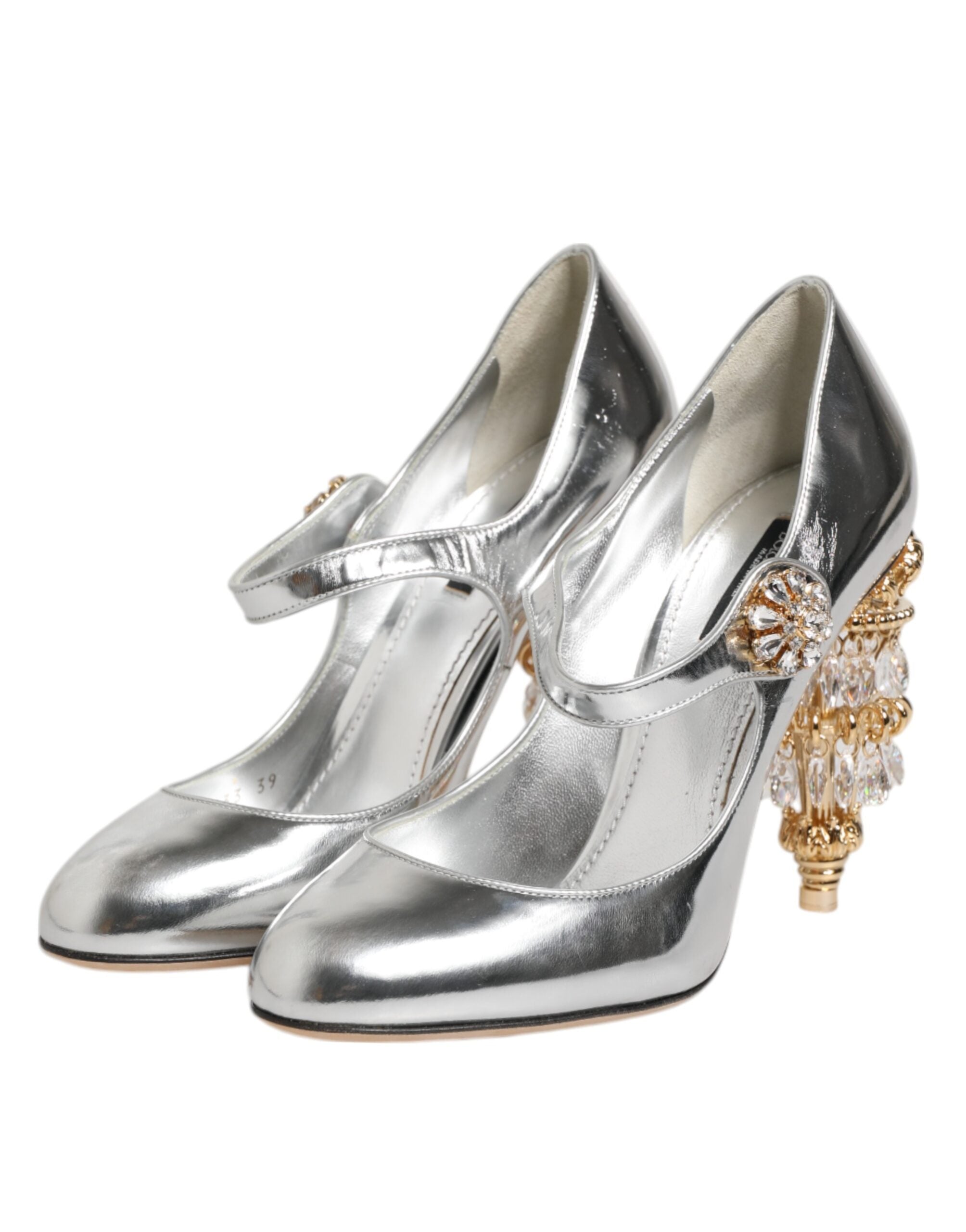 Dolce & Gabbana Silver Chandelier Sculpted Heel Mary Jane Pump Shoes LUNESCAPE