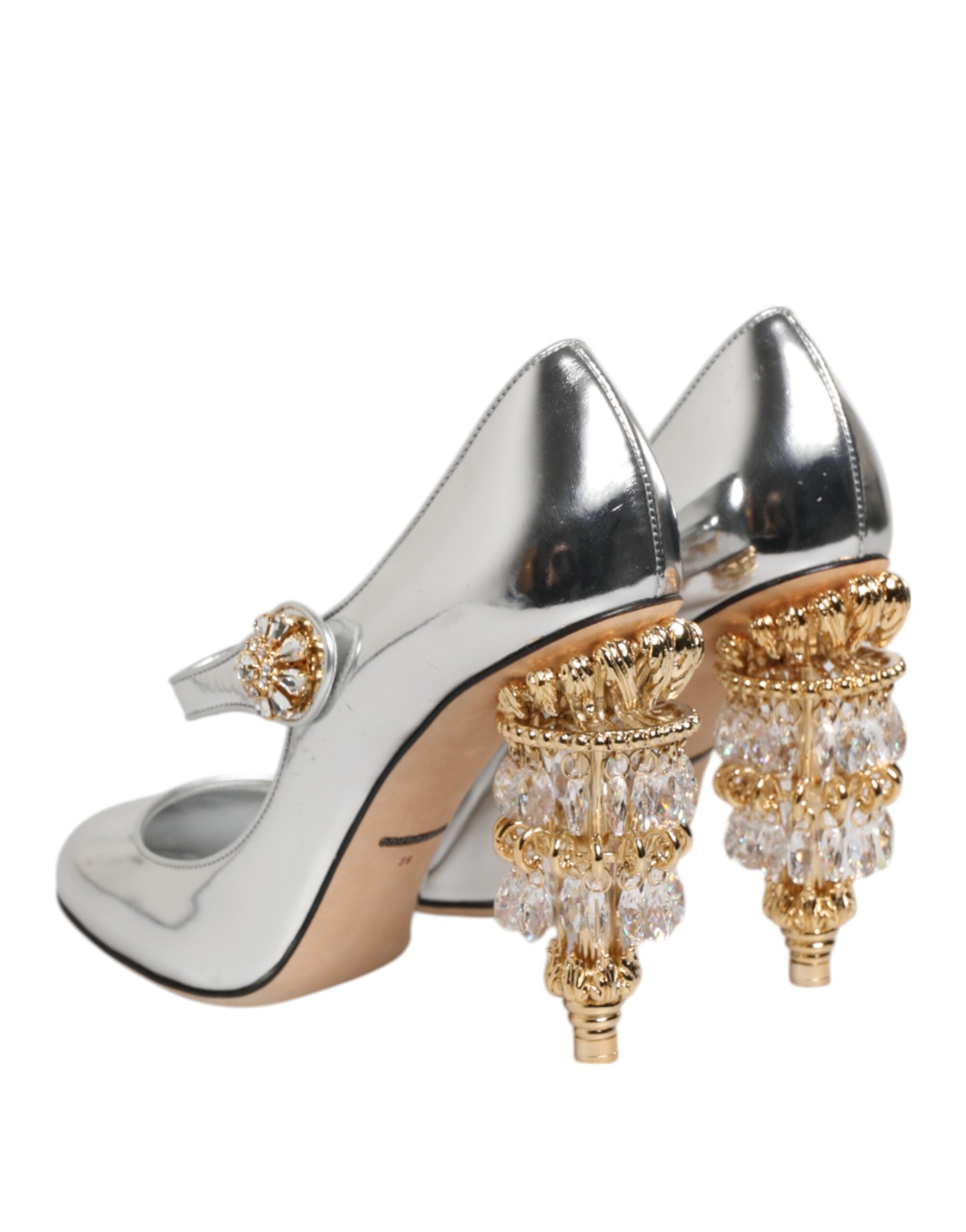 Dolce & Gabbana Silver Chandelier Sculpted Heel Mary Jane Pump Shoes LUNESCAPE