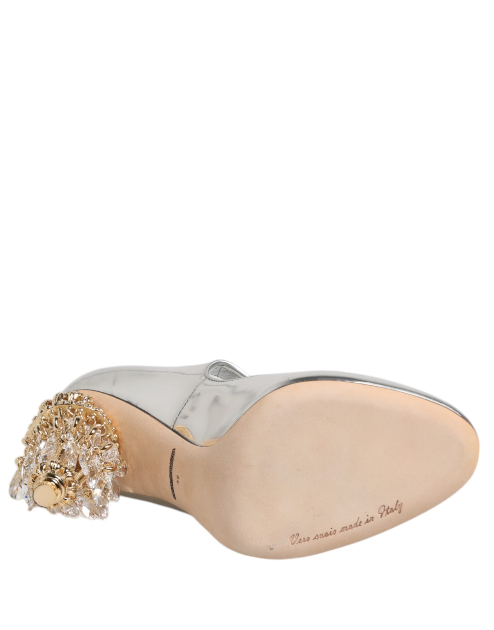 Dolce & Gabbana Silver Chandelier Sculpted Heel Mary Jane Pump Shoes LUNESCAPE