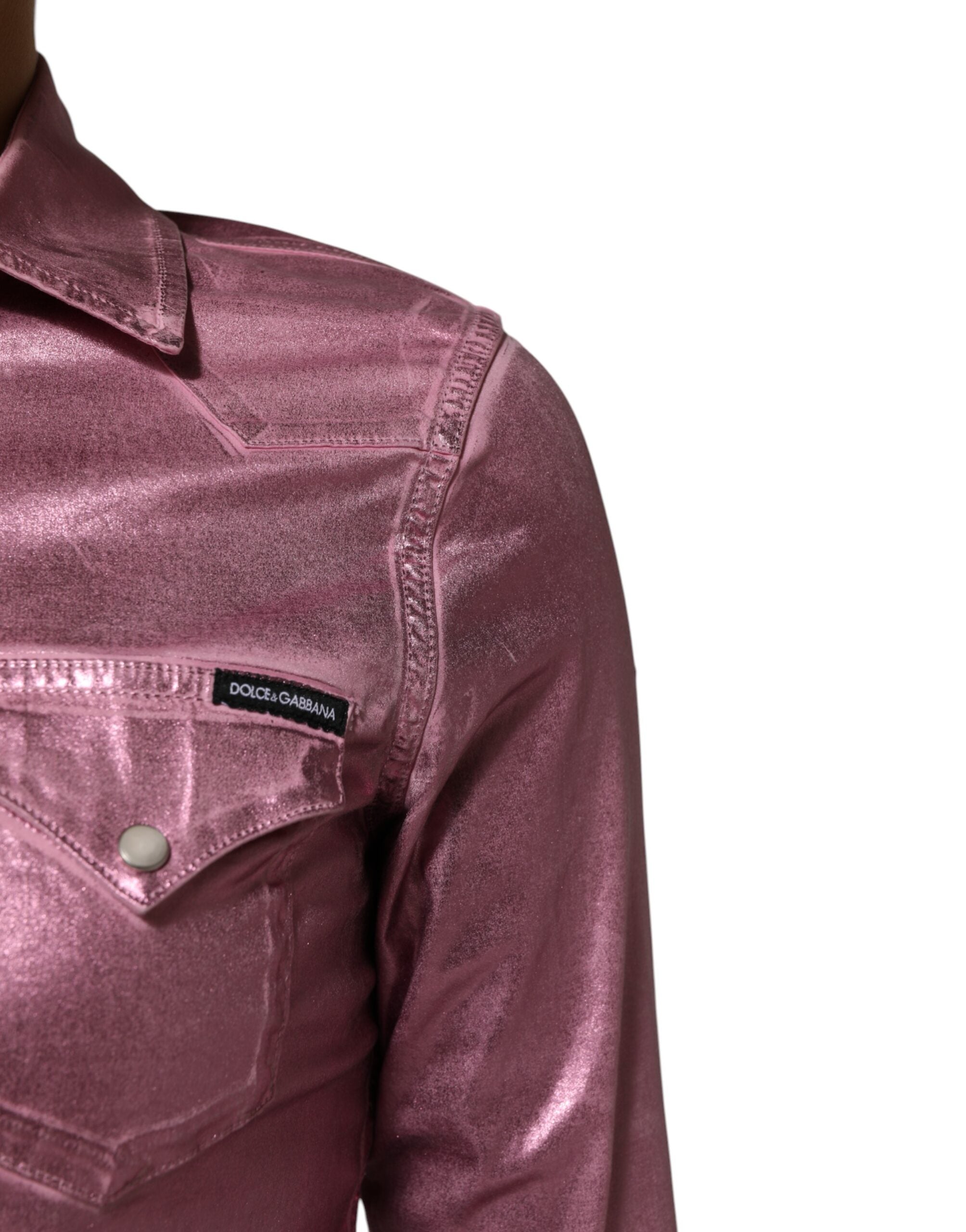 Dolce & Gabbana Pink Cotton Stretch Collared Cropped Jacket LUNESCAPE