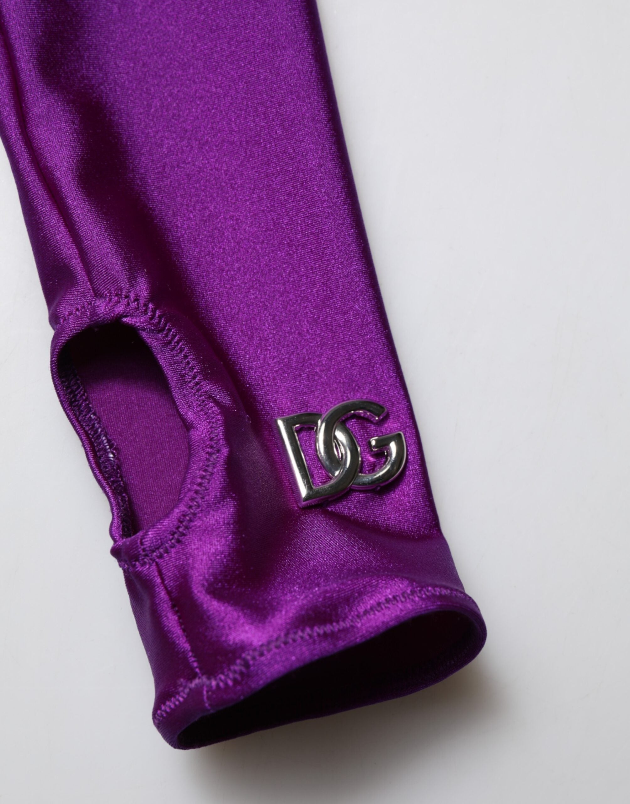 Dolce & Gabbana Purple Nylon Turtleneck Bodycon Jumpsuit