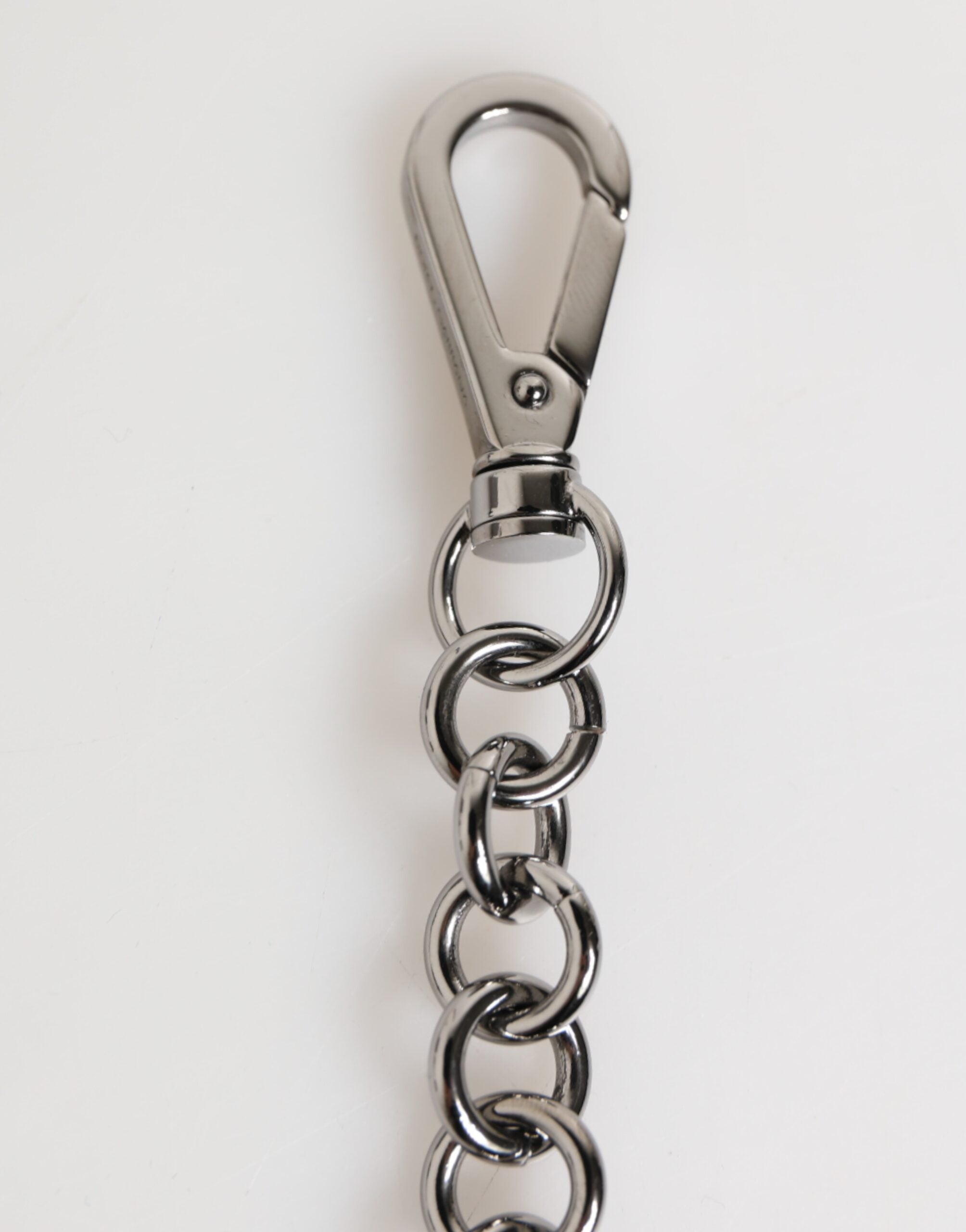 Dolce & Gabbana Black White DG Rubber Logo Silver Keychain LUNESCAPE