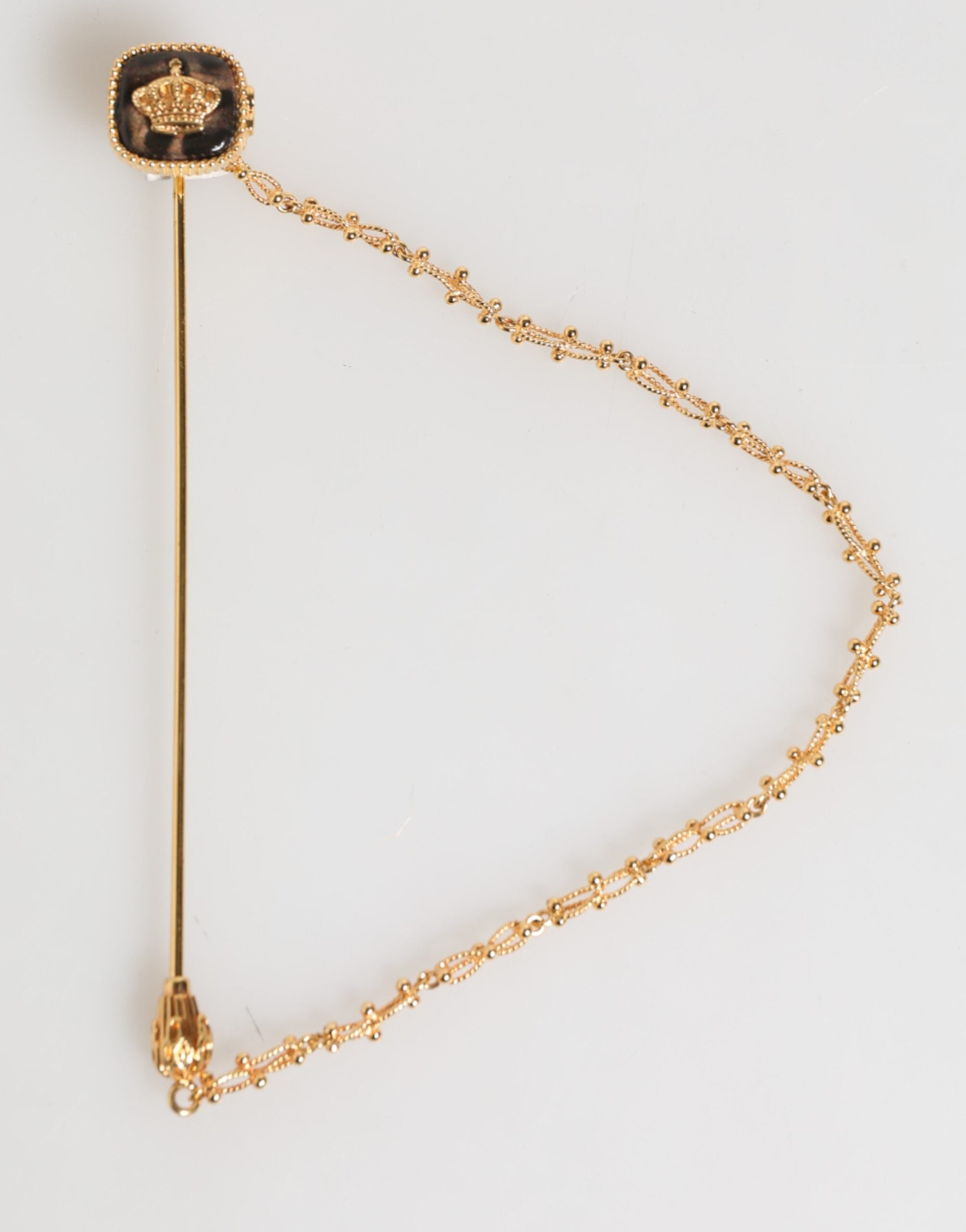 Dolce & Gabbana DG Crown Gold Chain Mens Accessories Brooch Lapel Pin LUNESCAPE