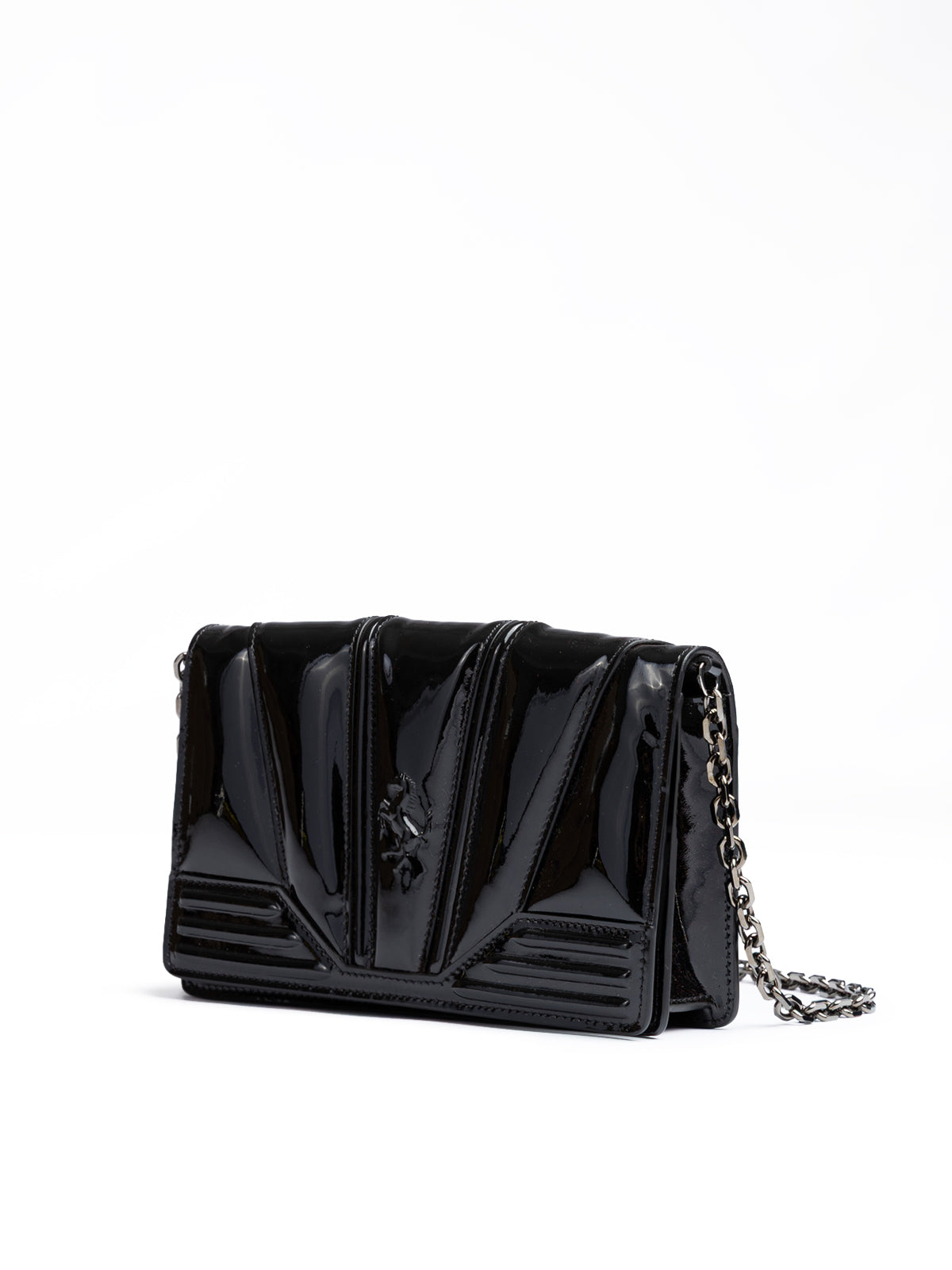 Ferrari Black GT patent leather bag with chain LUNESCAPE
