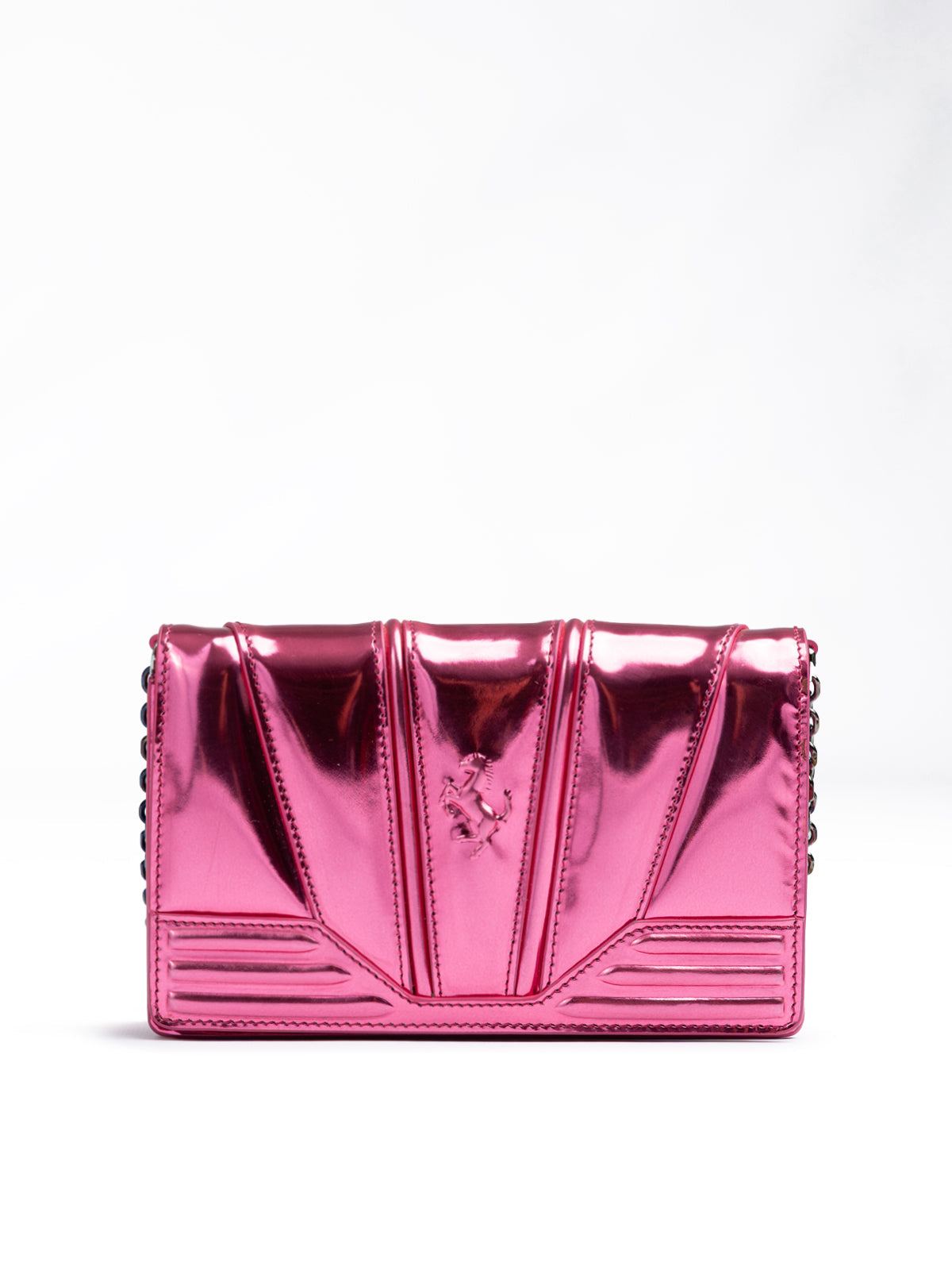 Ferrari Metal Pink GT patent leather bag with chain LUNESCAPE