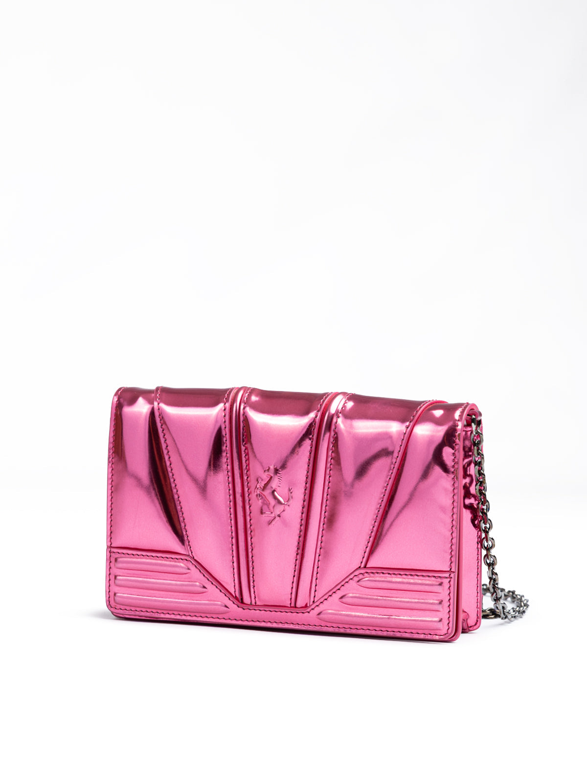 Ferrari Metal Pink GT patent leather bag with chain LUNESCAPE