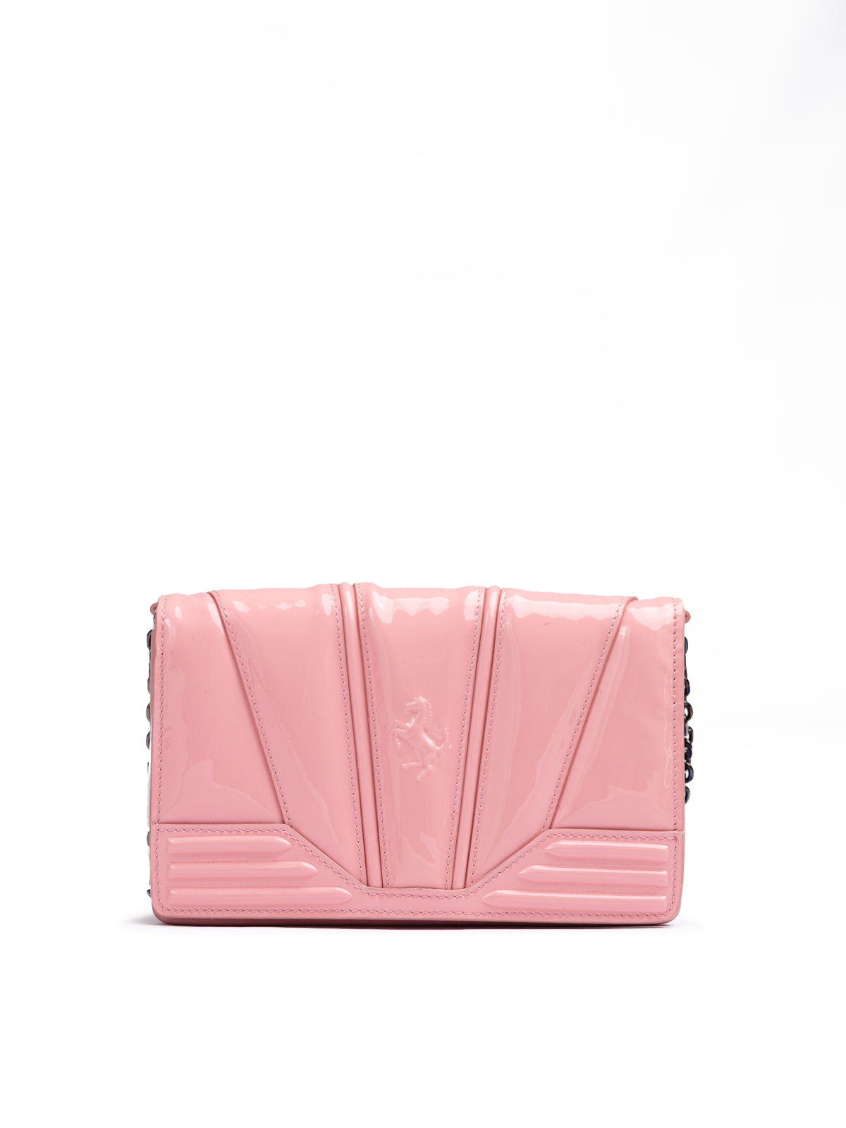 Ferrari Pink GT patent leather bag with chain LUNESCAPE