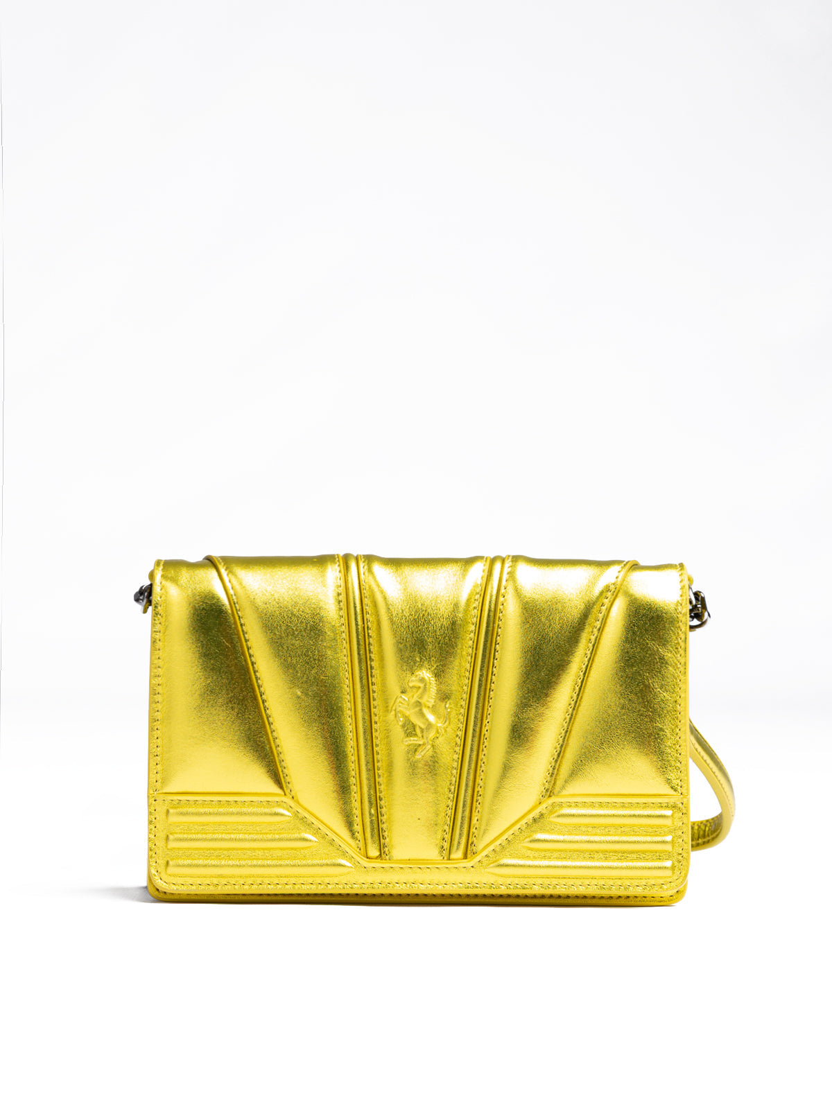 Ferrari Metal Yellow GT patent leather bag with chain LUNESCAPE