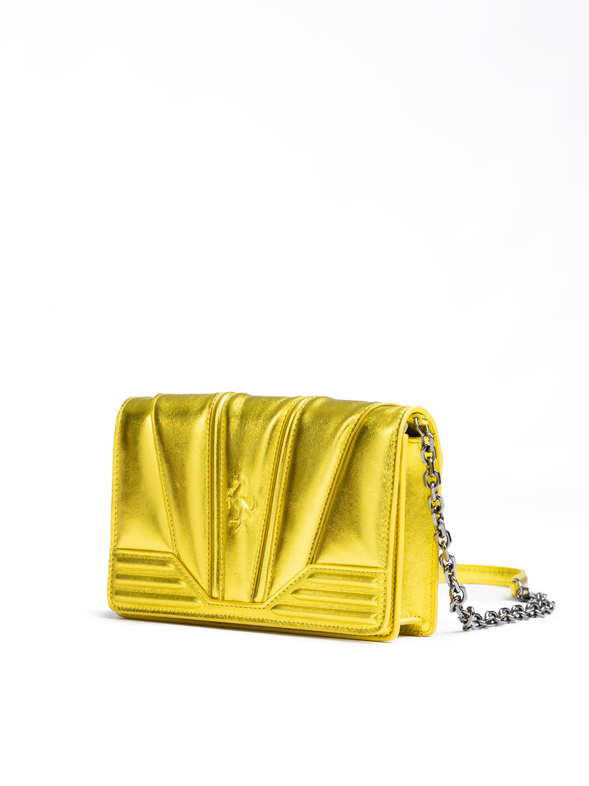 Ferrari Metal Yellow GT patent leather bag with chain LUNESCAPE