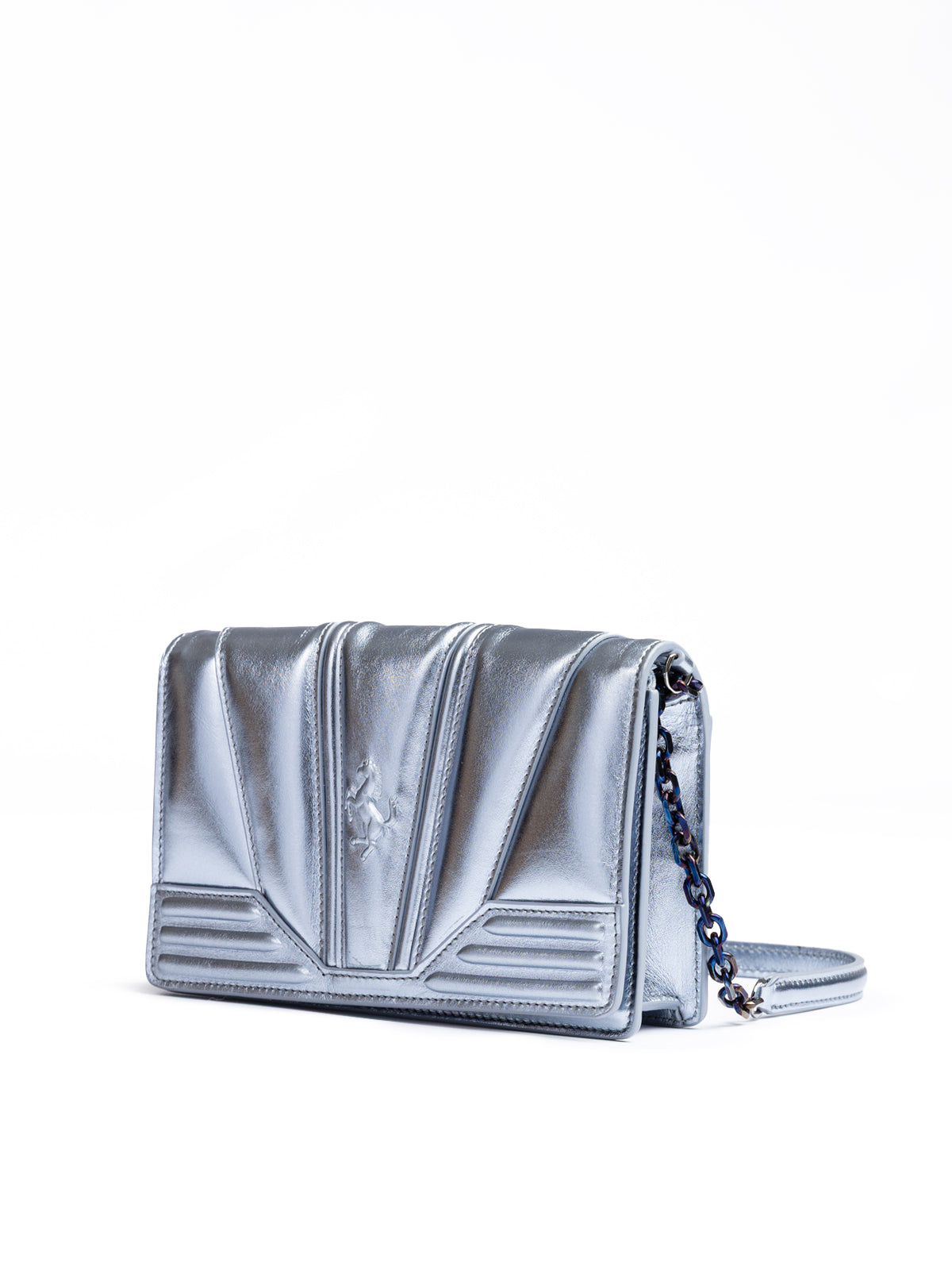 Ferrari Metal light blue GT patent leather bag with chain LUNESCAPE