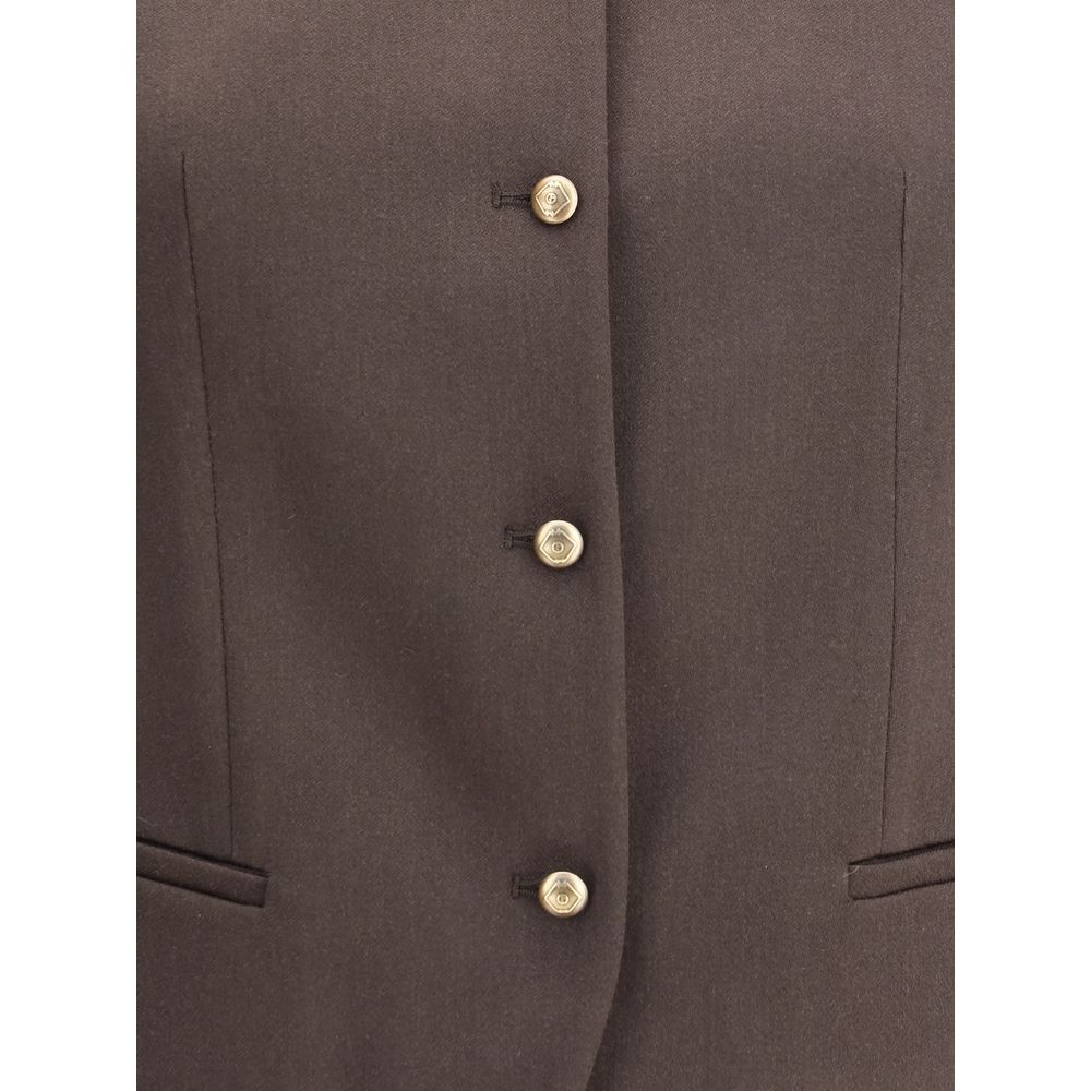 Giorgio Armani Single-breasted hemp and viscose Vest LUNESCAPE