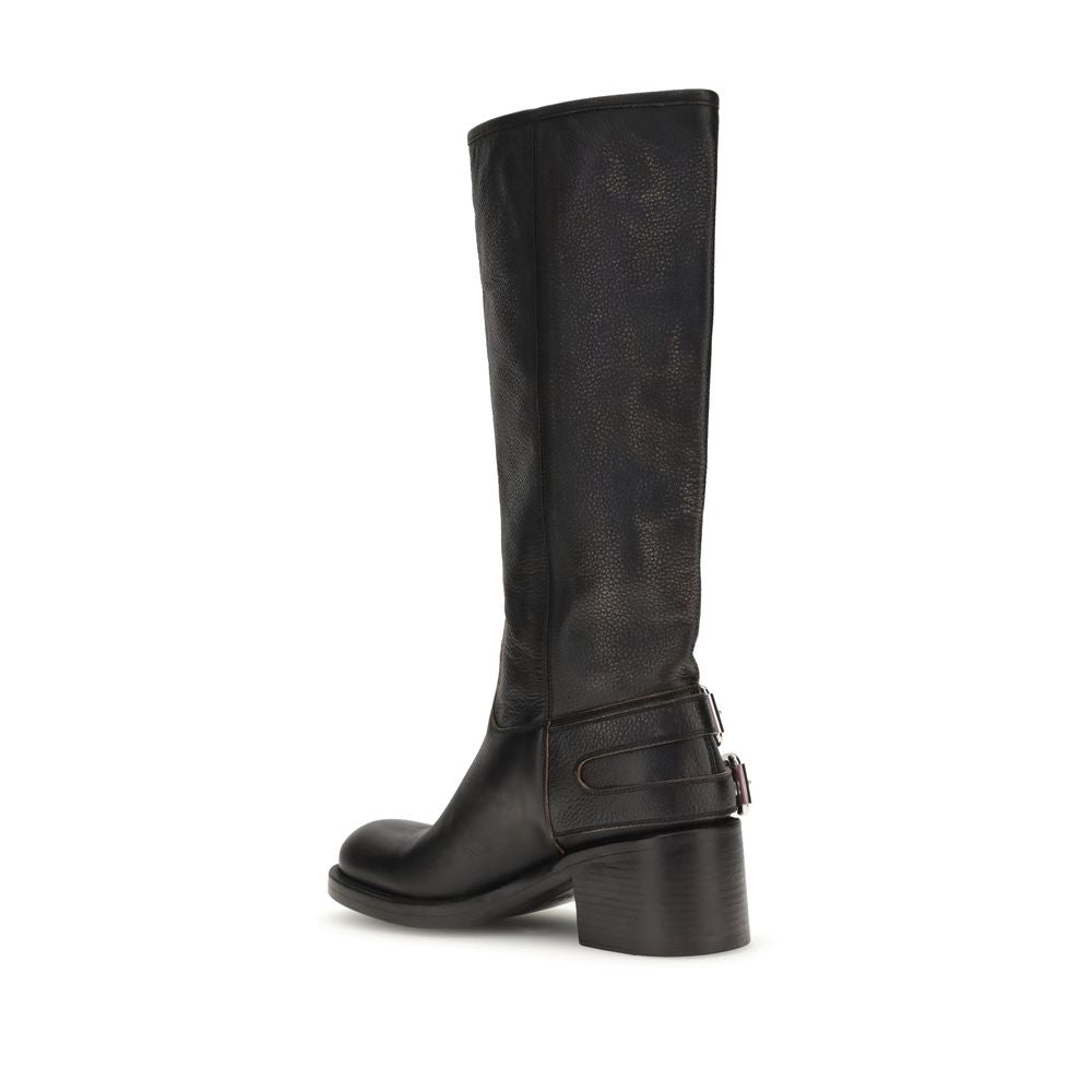 Chloé Dakota Biker Boots in Black Leather LUNESCAPE